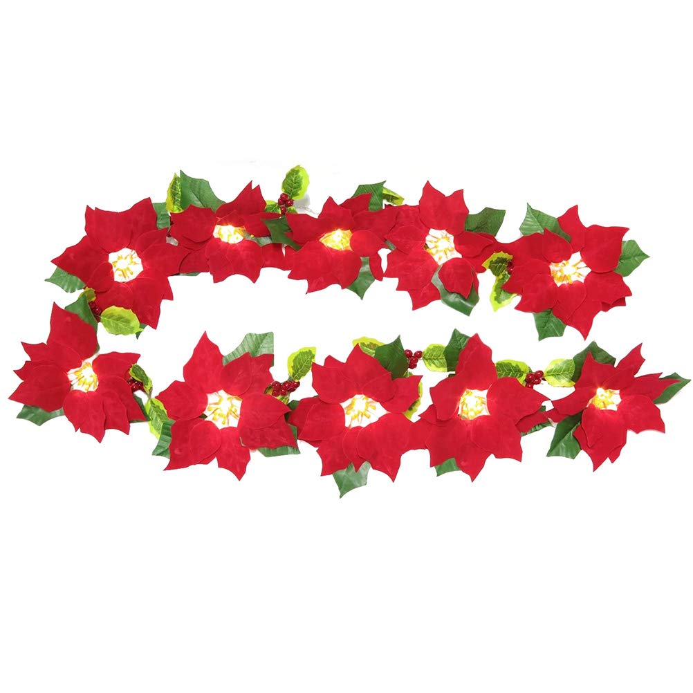 1PC Christmas Red Flower Fruit String Lights - 2M LED Fairy Lights for Door Lintel, Window, Wall Decor - Holiday Home Party Wedding Xmas Tree Decorations (Red)