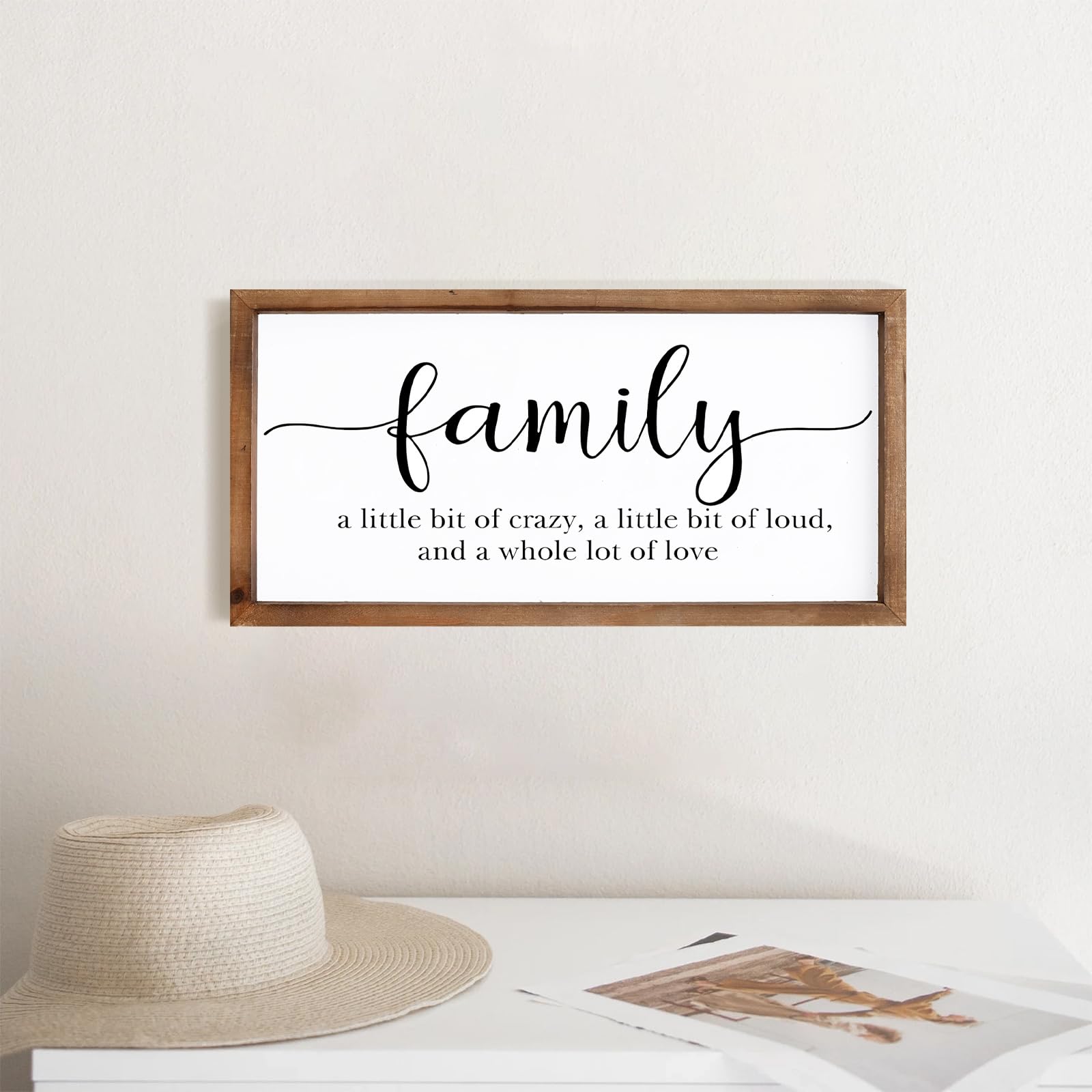 Farmhouse Family Sign with Wood Frame - Rustic Wall Decor for Home, Kitchen, Living Room, Bedroom & Bathroom | MODE HOME Family Wall Art for Cozy Home Decor