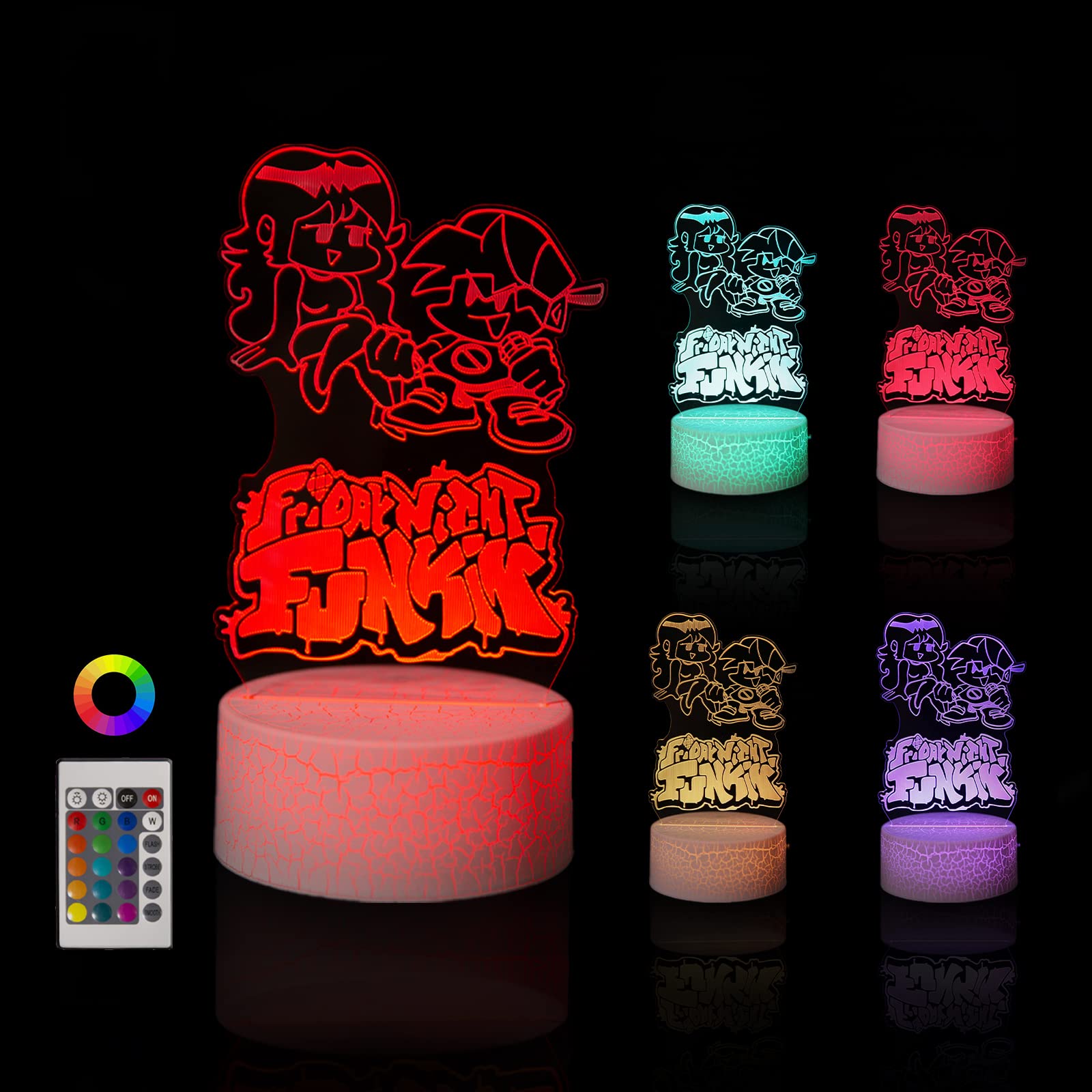 Friday Night Funkin' Smart LED Night Light - 3D Illusion Lamp for Kids Room with 16 Colors, Touch & Remote Control - Perfect for Boys & Girls Bedroom, Game Room Decor, and Gift Ideas