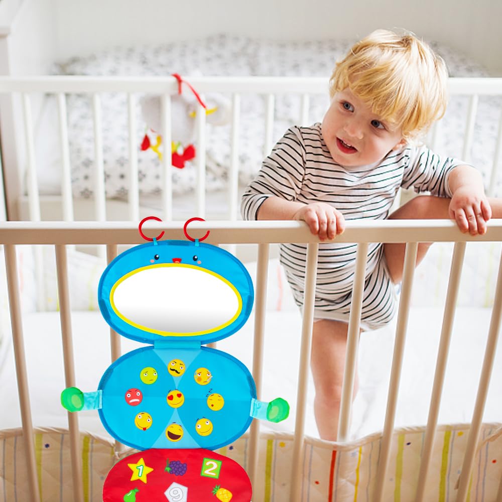 High Contrast Baby Mirror & Crinkle Toys for Tummy Time - Sensory Learning & Brain Development for Newborns 0-6 Months - Perfect Infant Toys for 3-6 Month Olds - Great Gift for Baby Showers & Early Childhood Development