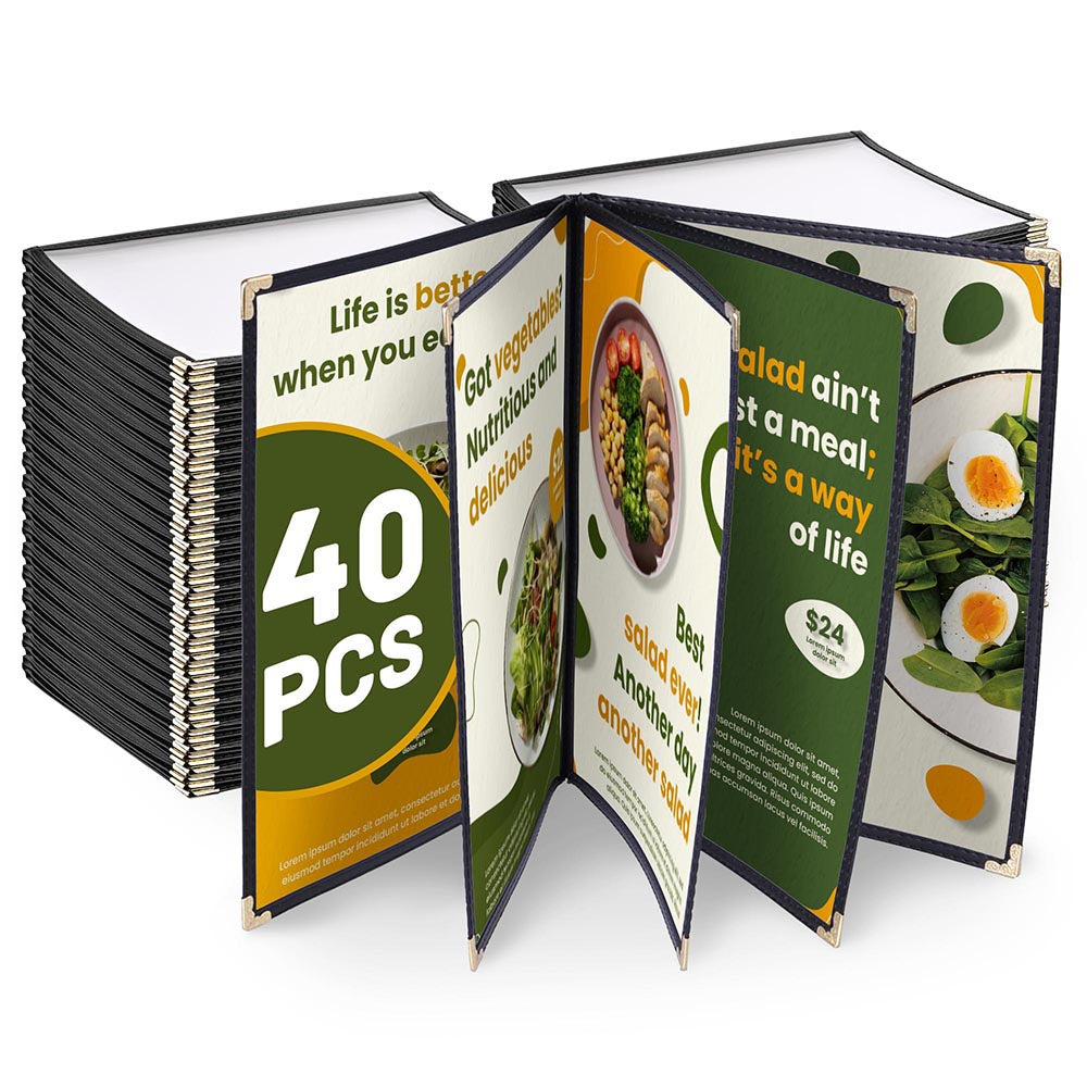 TheLAShop 8.5x11 Plastic Menu Covers - 10-Pocket Menu Holders, 40-Pack (40ct) for Restaurants, Cafes & Events - Durable & Waterproof Menu Protectors
