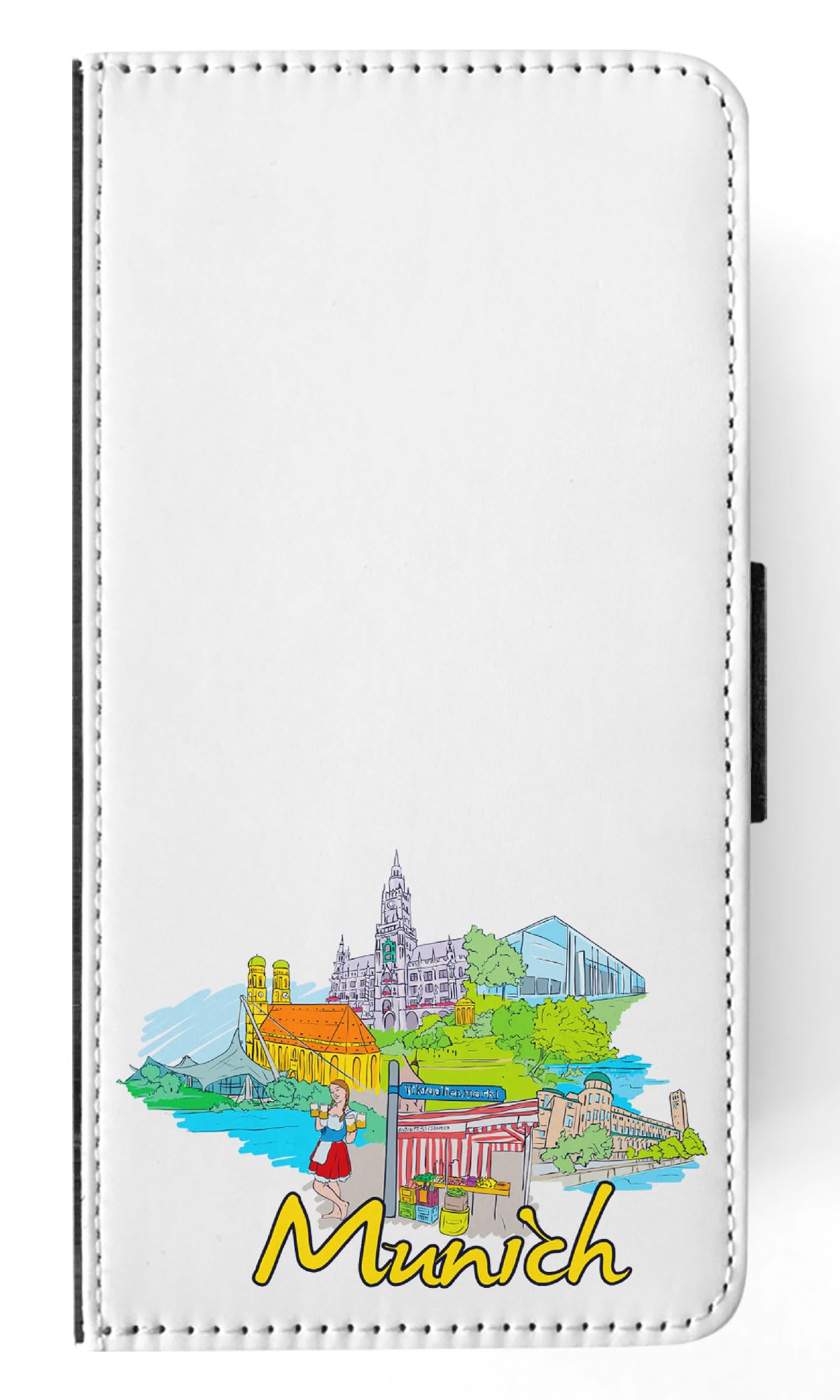 Premium Munich Germany FLIP Wallet Phone Case for Apple iPhone 15 Pro Max - Stylish Leather Card Holder & Protective Cover for Everyday Use