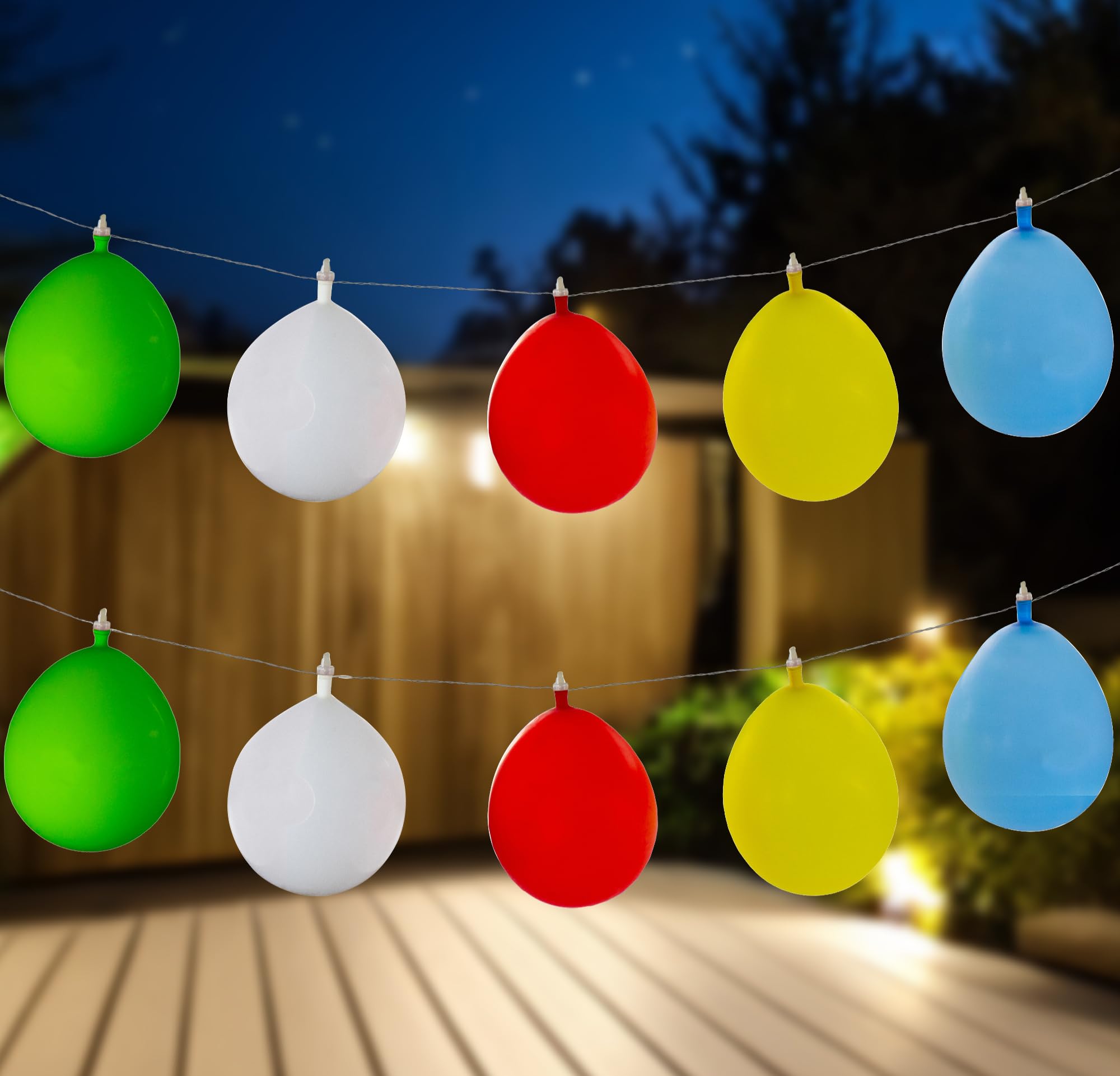10-Count Multi-Color LED Inflatable Balloon String Lights - Waterproof Outdoor Party Decorations for Weddings, Birthdays, and Garden Lighting