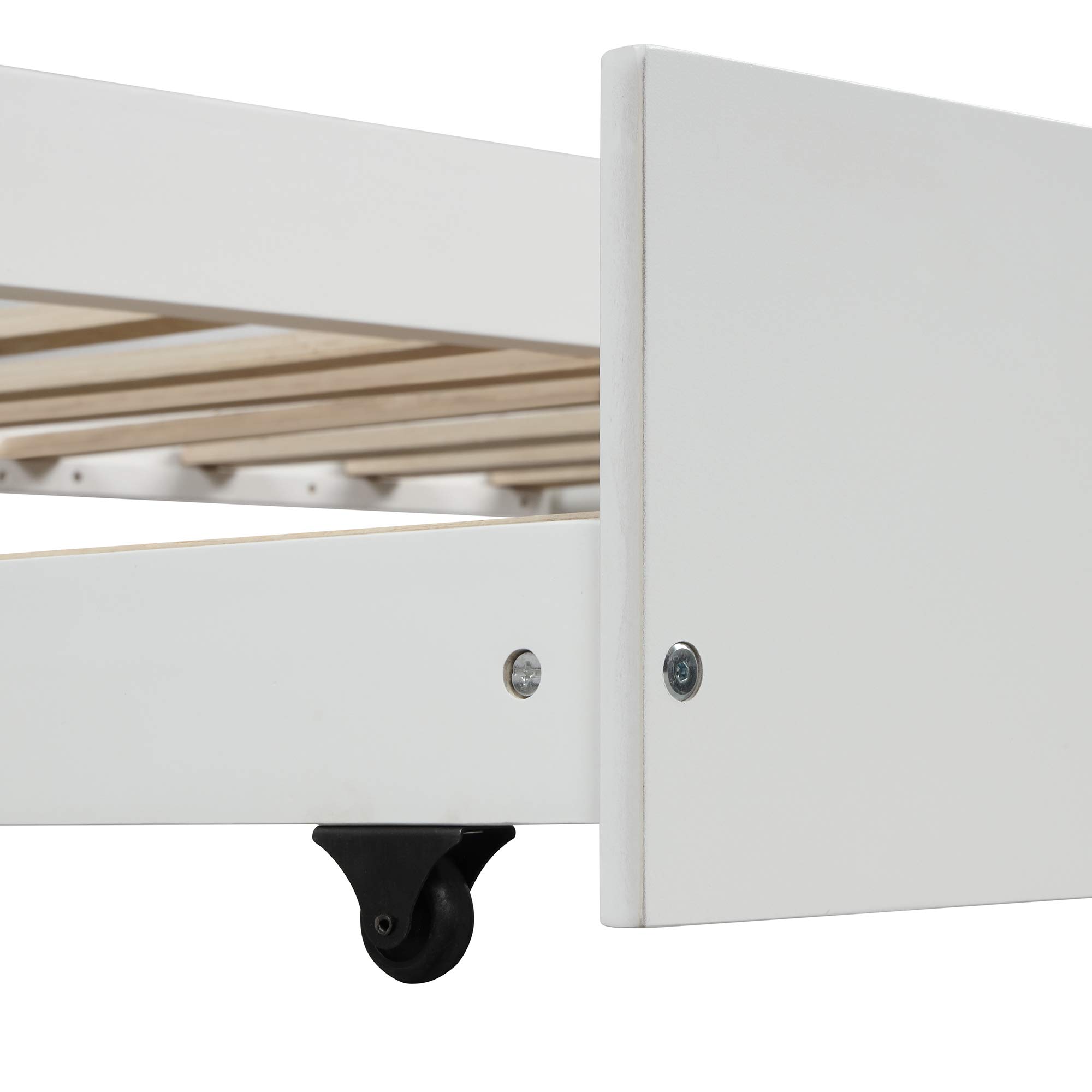 LZ LEISURE ZONE Solid Wood House Bed Frame with Trundle - No Box Spring Needed, White - Perfect for Kids' Bedrooms, Guest Rooms & Small Spaces