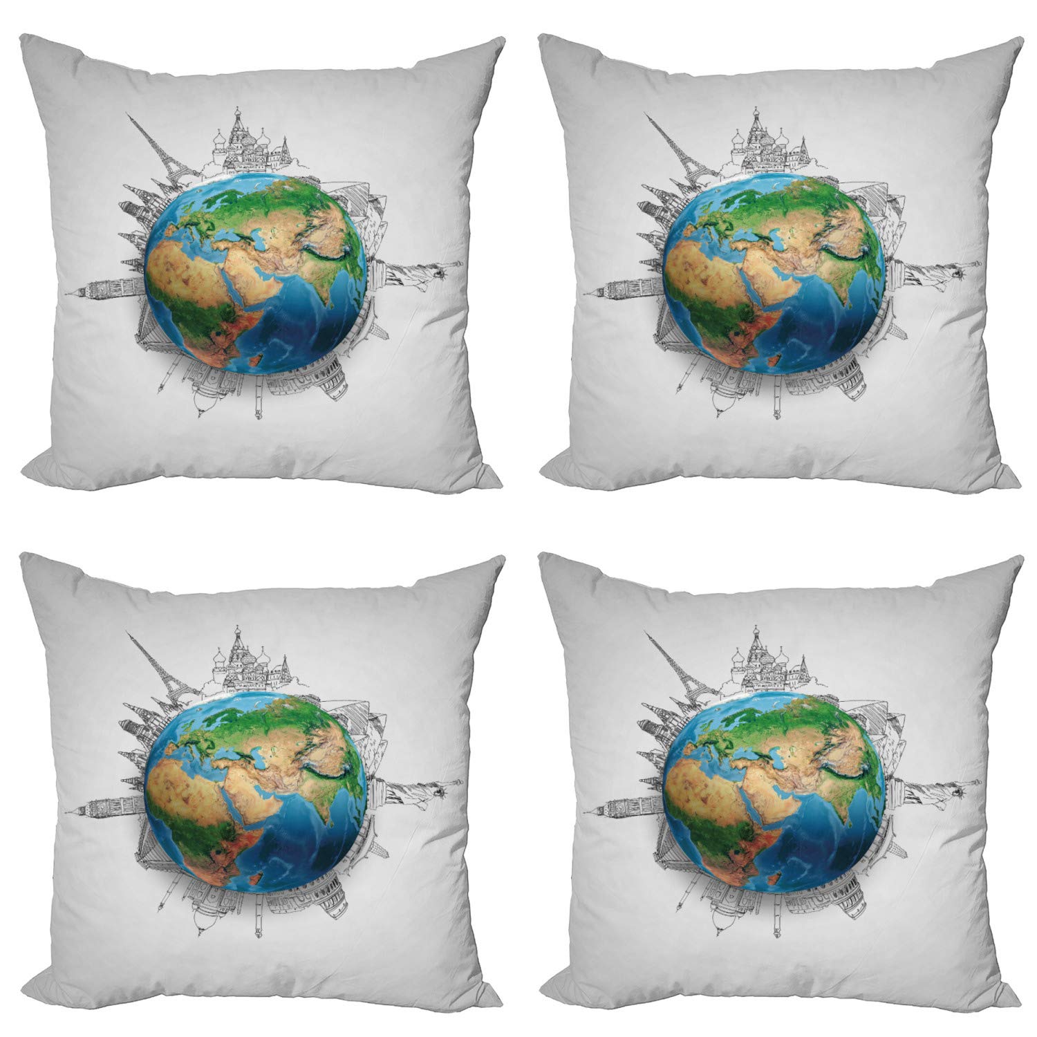 Ambesonne Earth Throw Pillow Cover Set of 4 - 20