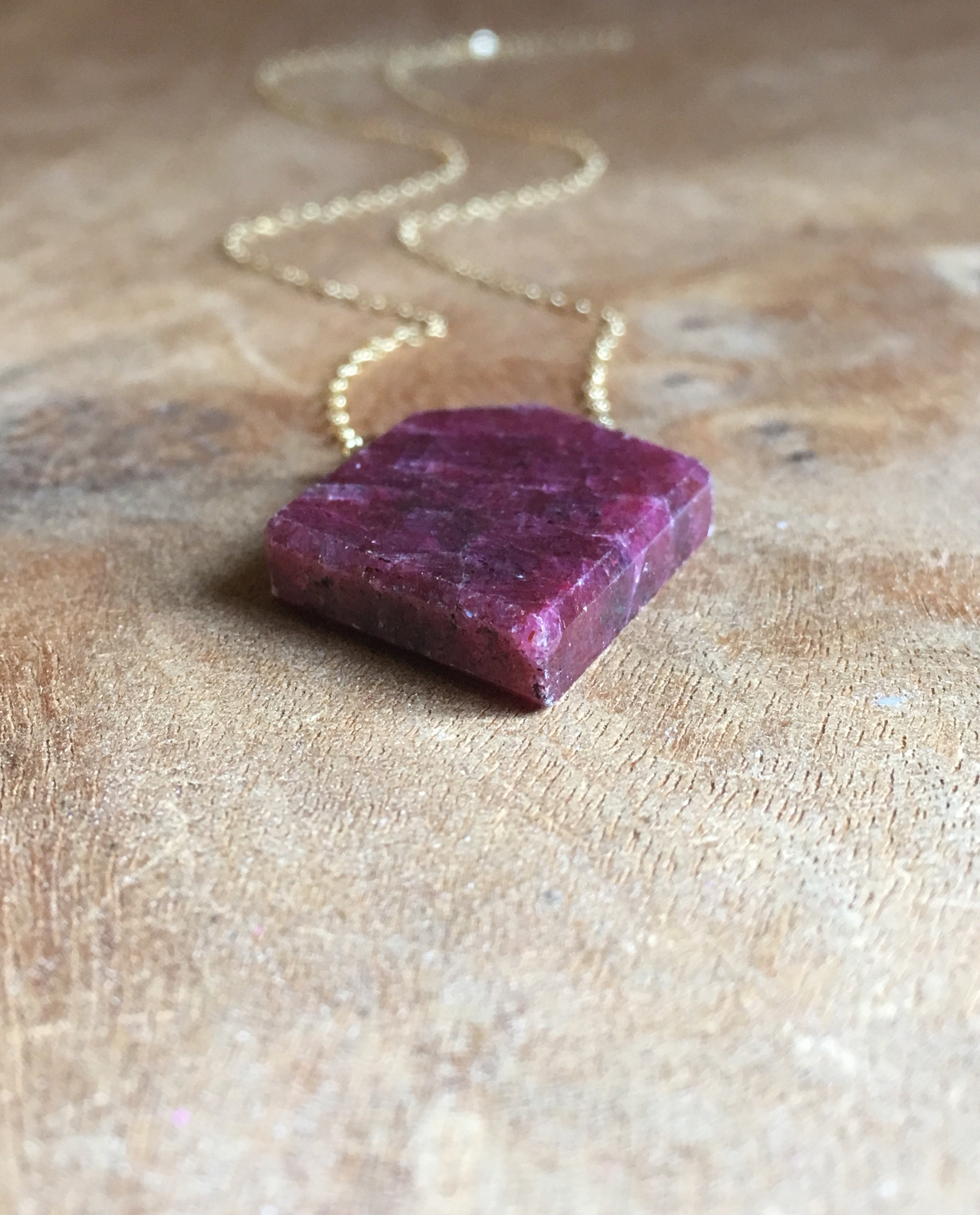 Large Raw Cut Genuine Ruby Pendant Necklace for Women - Natural Unpolished Ruby Jewelry - Perfect for Boho Chic, Wedding & Special Occasions