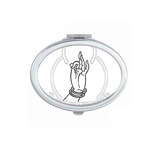 DIYthinker Handheld Folding Mirror with Lotus Design - Double Sided Portable Makeup Mirror for Travel, Home Vanity & Purse (Culture Inspired Simple Pattern)