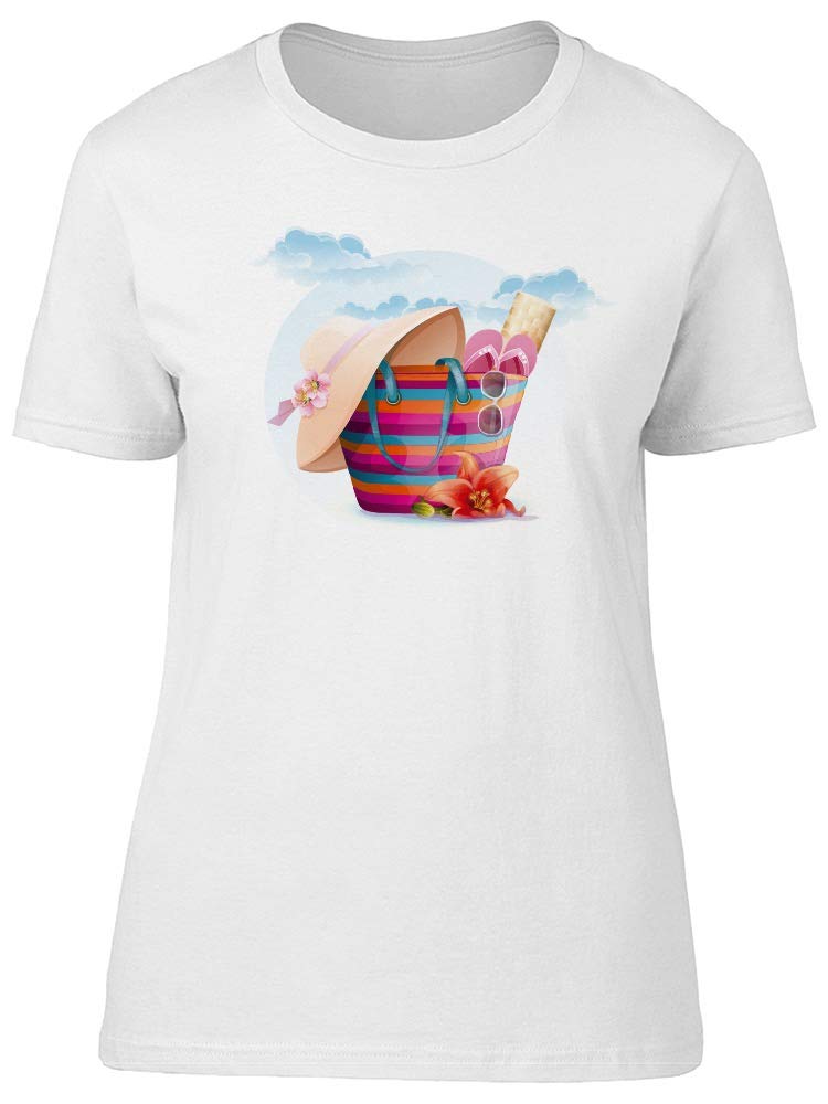 Smartprints Beach Bag Set with Hat & Sunglasses - Men's White Cotton T-Shirt - Perfect for Summer Vacations, Pool Parties & Beach Outings