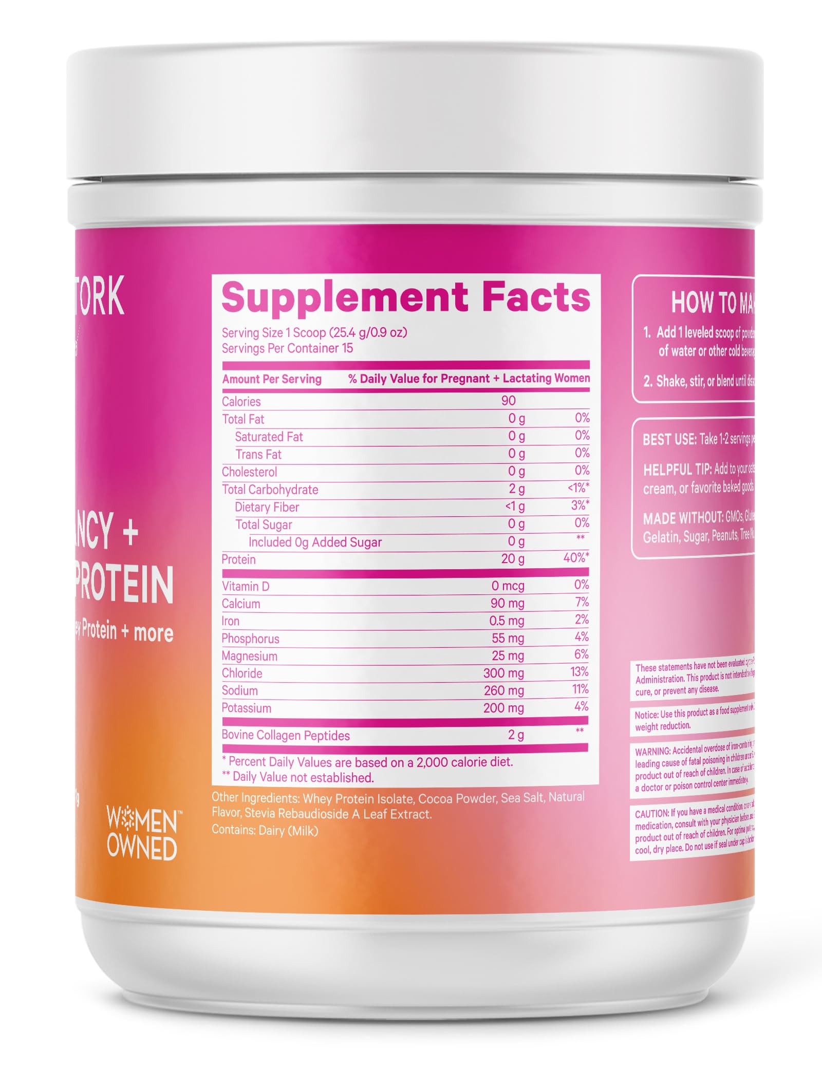 Pink Stork Pregnancy & Postpartum Protein Powder - 20g Chocolate Whey Collagen Protein for Prenatal, Postnatal & Lactation Support - Breastfeeding Essentials (15 Servings) - Ideal for Morning Smoothies & Post-Workout Recovery