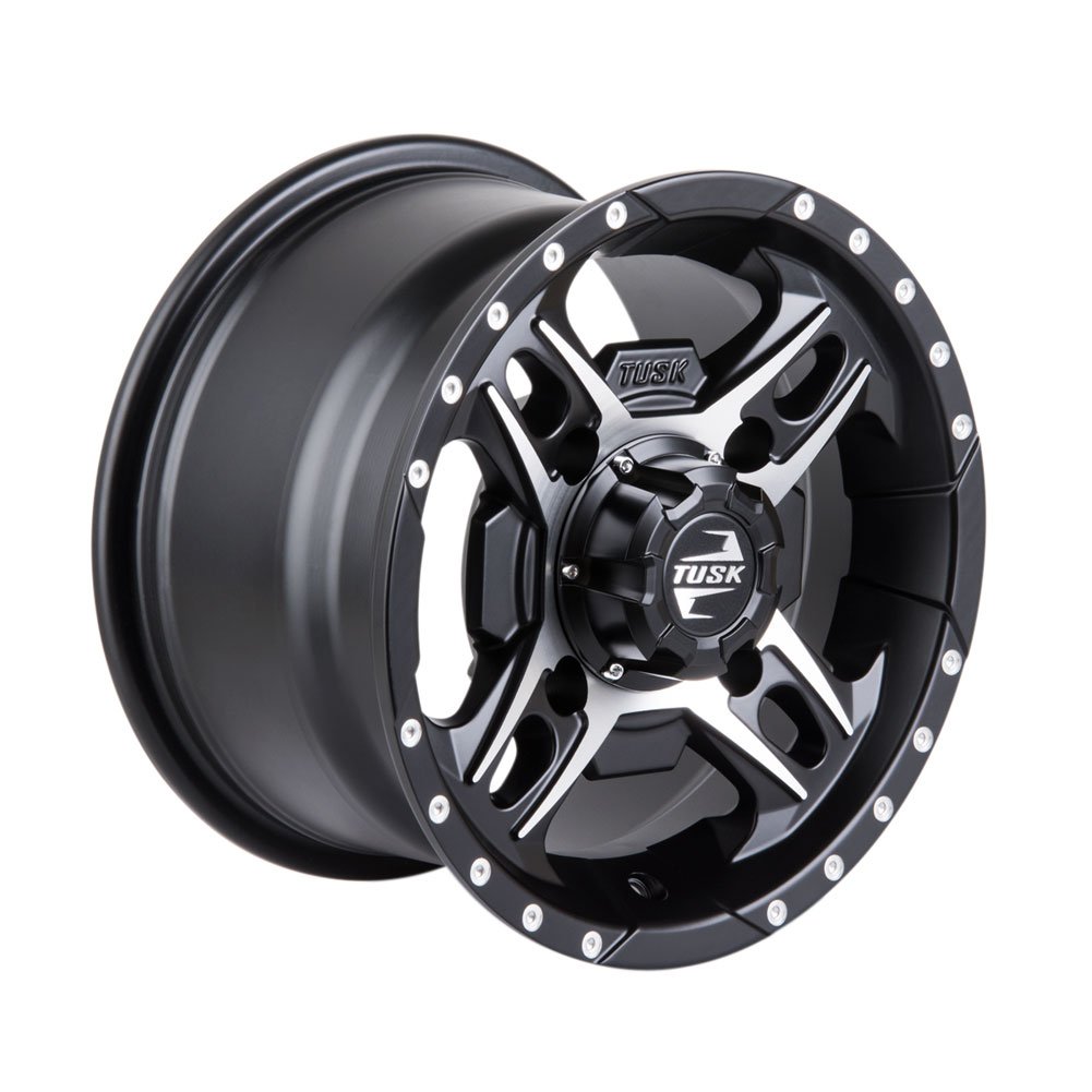 4/110 Tusk Beartooth 12x7 5.0 + 2.0 Machined/Black ATV Wheels for YAMAHA Kodiak 700 4x4 (2016-2021) - Durable Off-Road Wheels for Trail Riding & Mud Adventures