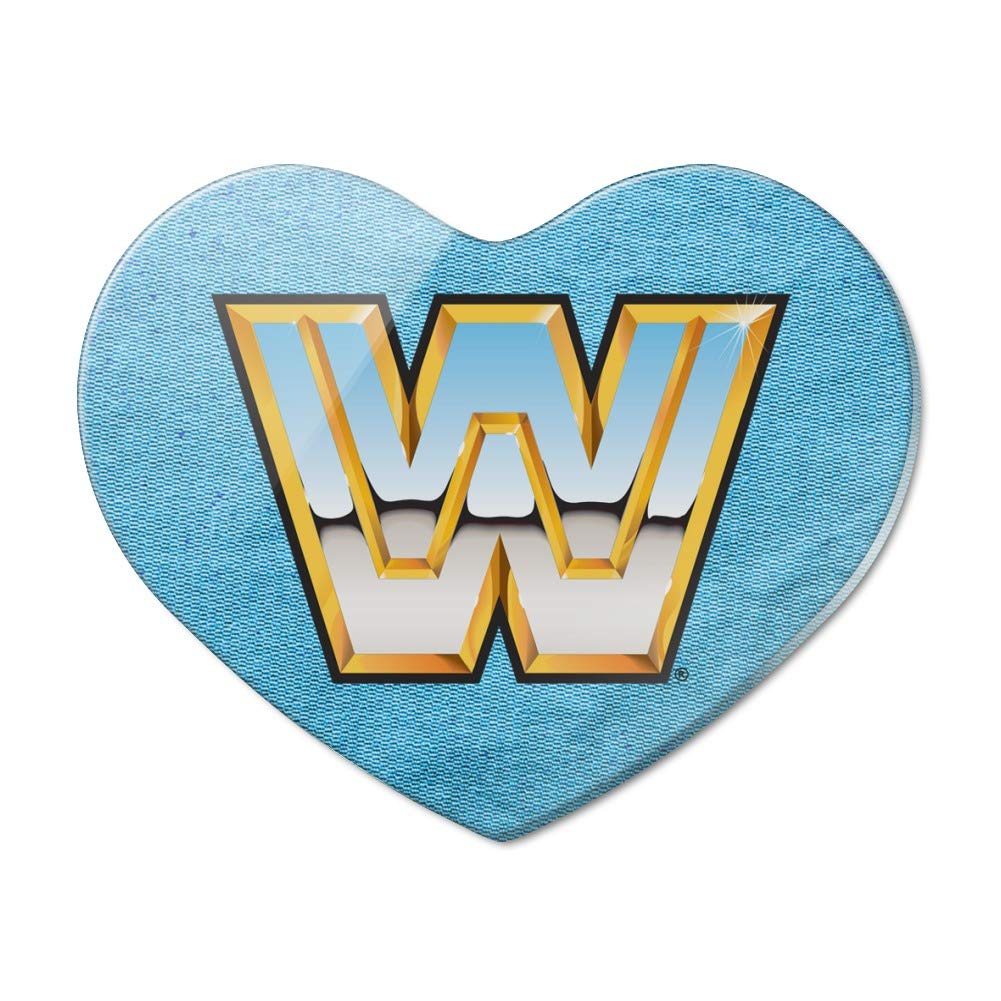 WWE Retro Logo Heart Acrylic Fridge Magnet - Collectible Wrestling Decor for Refrigerators, Lockers & Fan Rooms