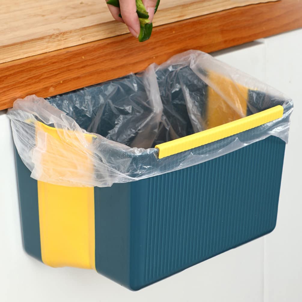Foldable Hanging Trash Can with Lid - Over Cabinet Mounted Waste Basket for Kitchen, Bathroom & Car - Space Saving Storage Bucket for Small Spaces & RVs