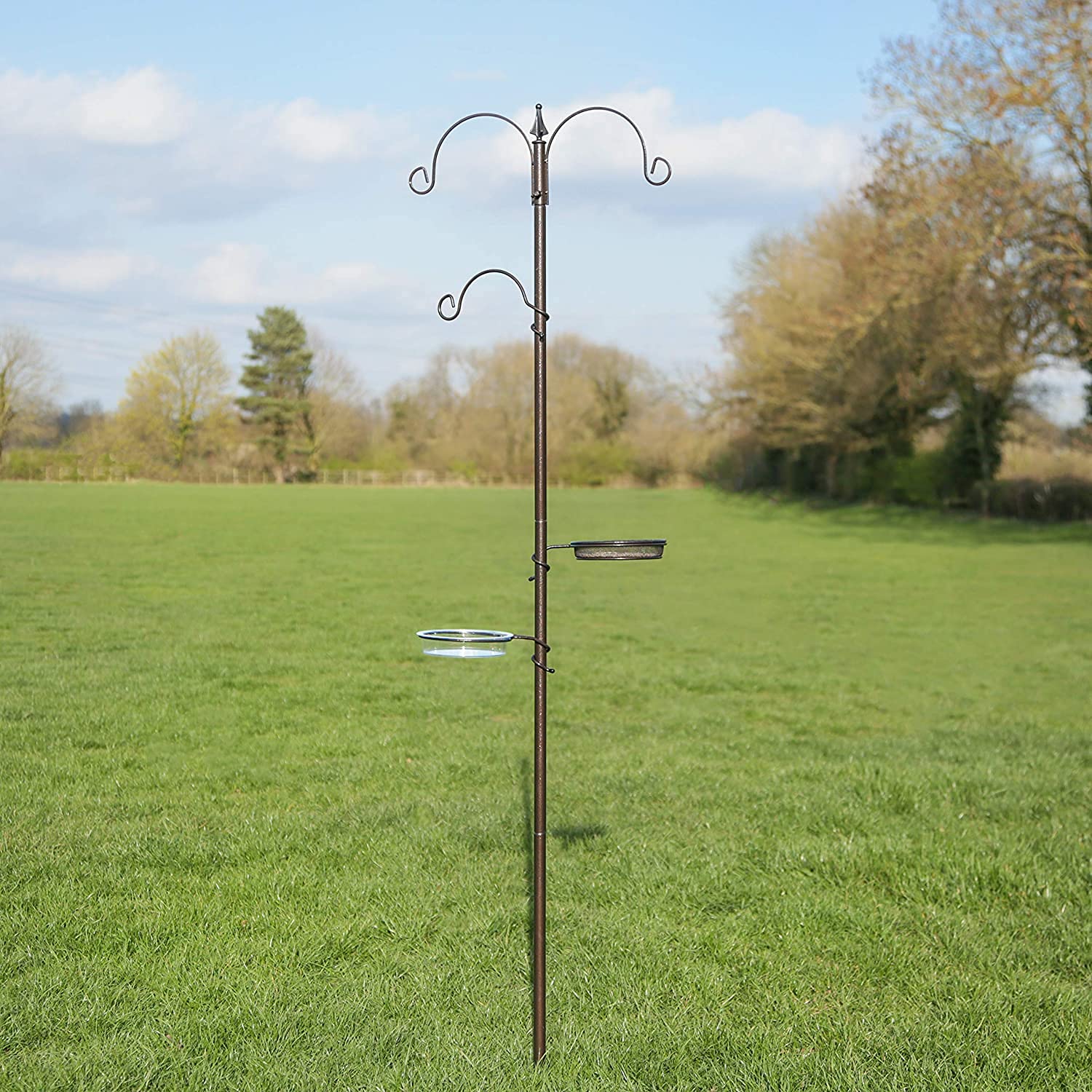 DIVCHI Hanging Bird Feeder with 2 Dishes - Garden Decor for Small Birds