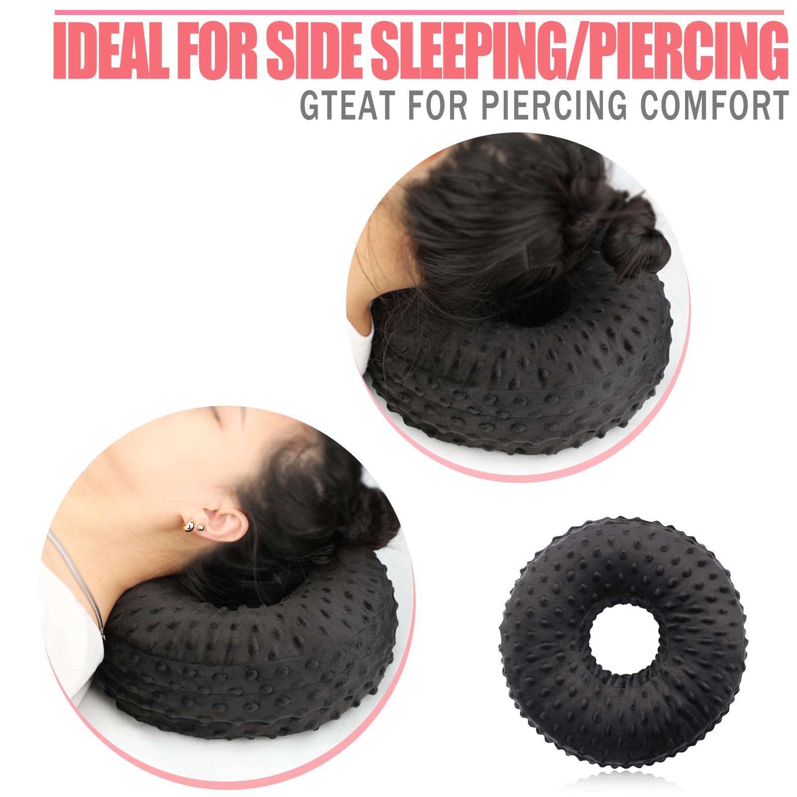 Easy to Clean Ear Piercing Pillow for Pain Relief - Removable Pillowcase, Head & Neck Support Cushion - Perfect for Sleeping with Fresh Ear Piercings & Jewelry - Ideal for New Piercings, Healing Ears & Comfortable Sleep