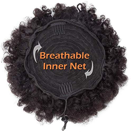 Afro Kinky Curly Ponytail Human Hair Extension - Natural Black African Hair Bun with Clips for Women | Perfect for Protective Styles, Natural Hairstyles & Everyday Wear
