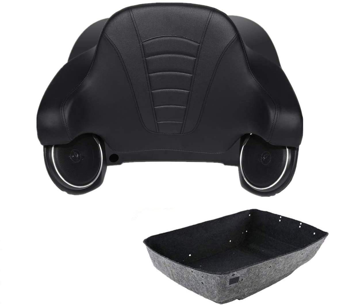 TCMT King Tour Pack Trunk - Black Latch Wrap Backrest with Speakers for Harley Touring Models (2014-2025) | Perfect for Harley Davidson CVO, Road King, Road Glide, Street Glide & Electra Glide | Durable Storage Solution for Long Rides & Road Trips