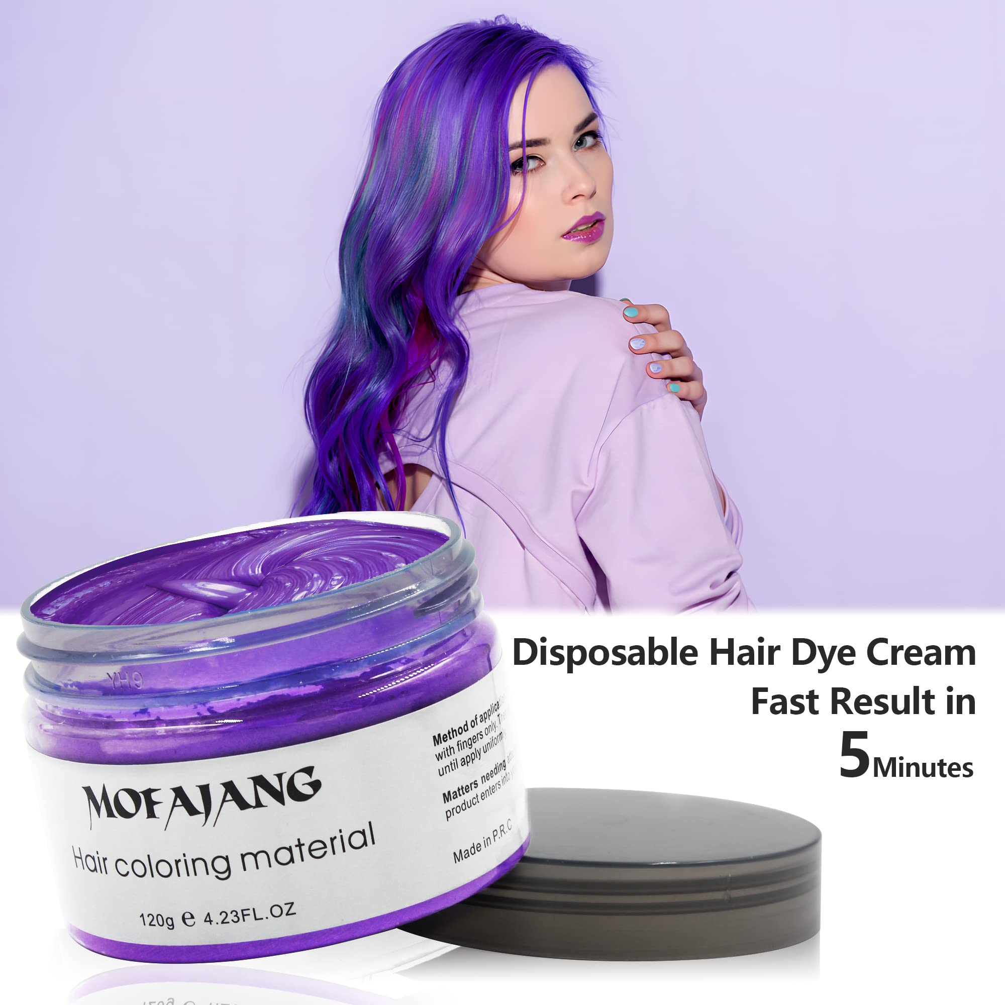 Vibrant Purple Temporary Hair Dye Wax - Natural Instant Hair Color Styling Clay (4.23 oz) for Parties, Cosplay, Halloween & Christmas - Perfect for Costumes, Festivals & Creative Hairstyles