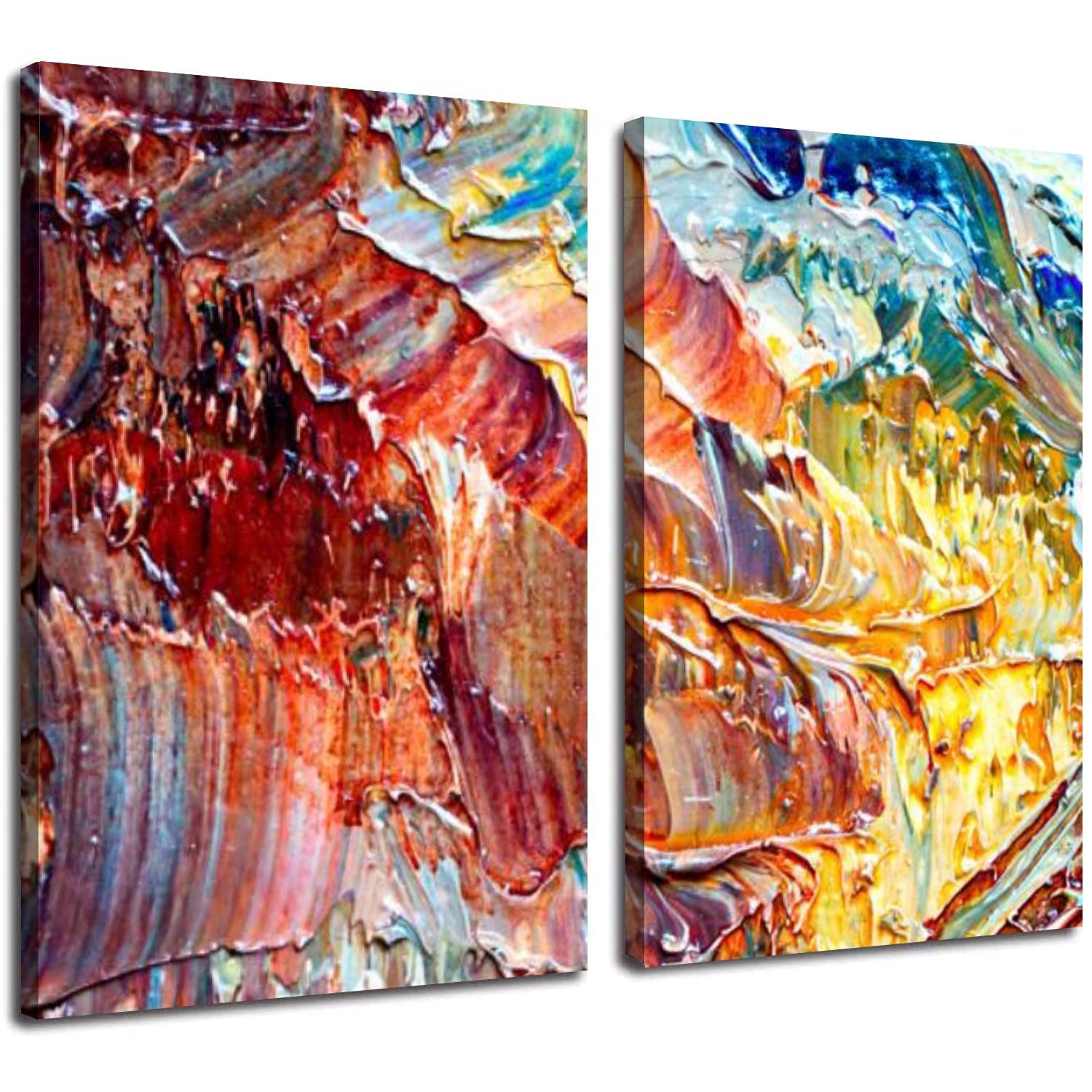 POTAETWL 2 Panel Abstract Oil Painting Canvas Wall Art - Modern Textured Contemporary Artwork for Living Room, Office & Kitchen Decor (24x36 Inches) | Perfect for Home, Apartment & Workspace Wall Decoration