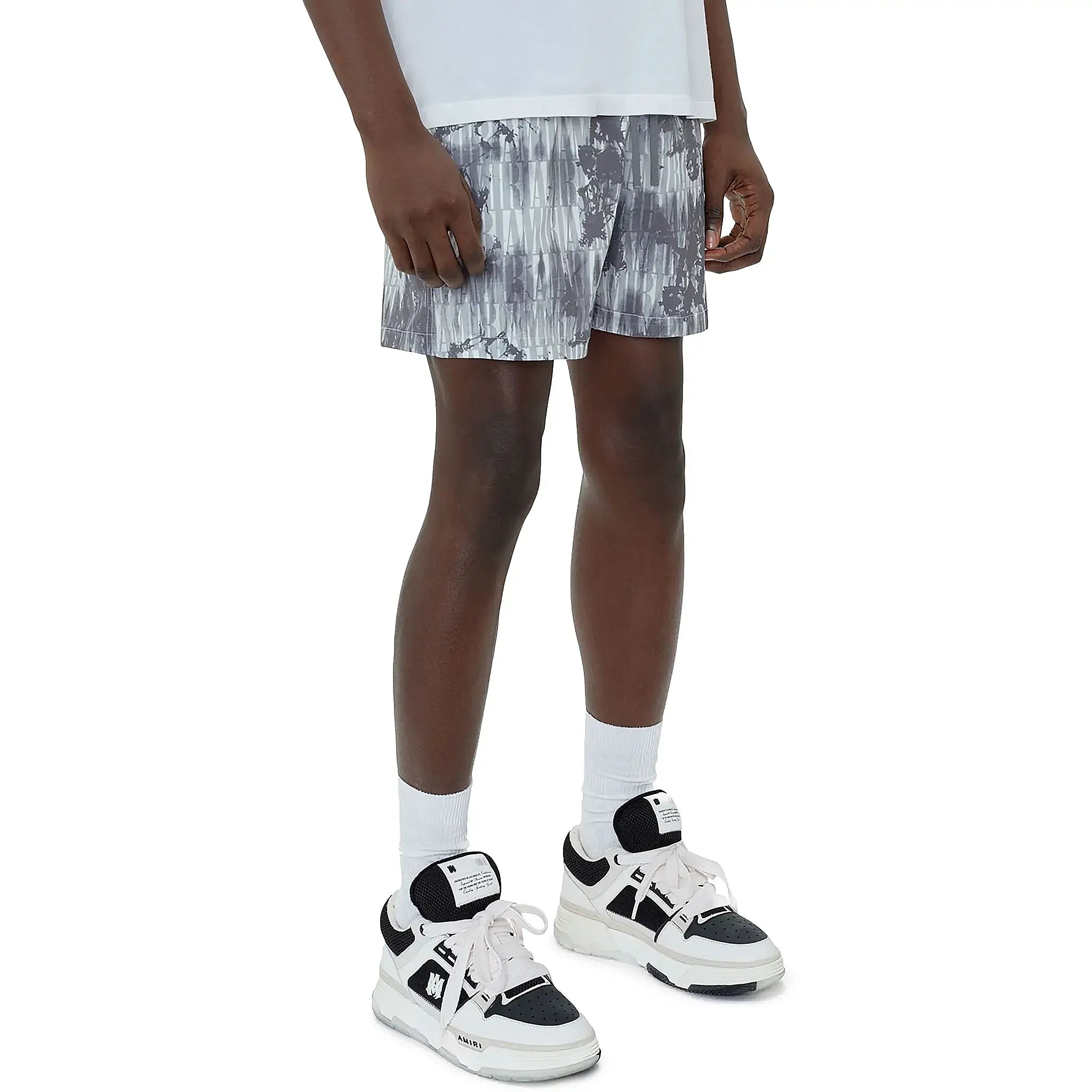 Amiri Tie Dye Grey Swim Shorts for Men - Quick Dry Beach Swimwear with Pockets - Perfect for Swimming, Surfing, and Summer Vacations