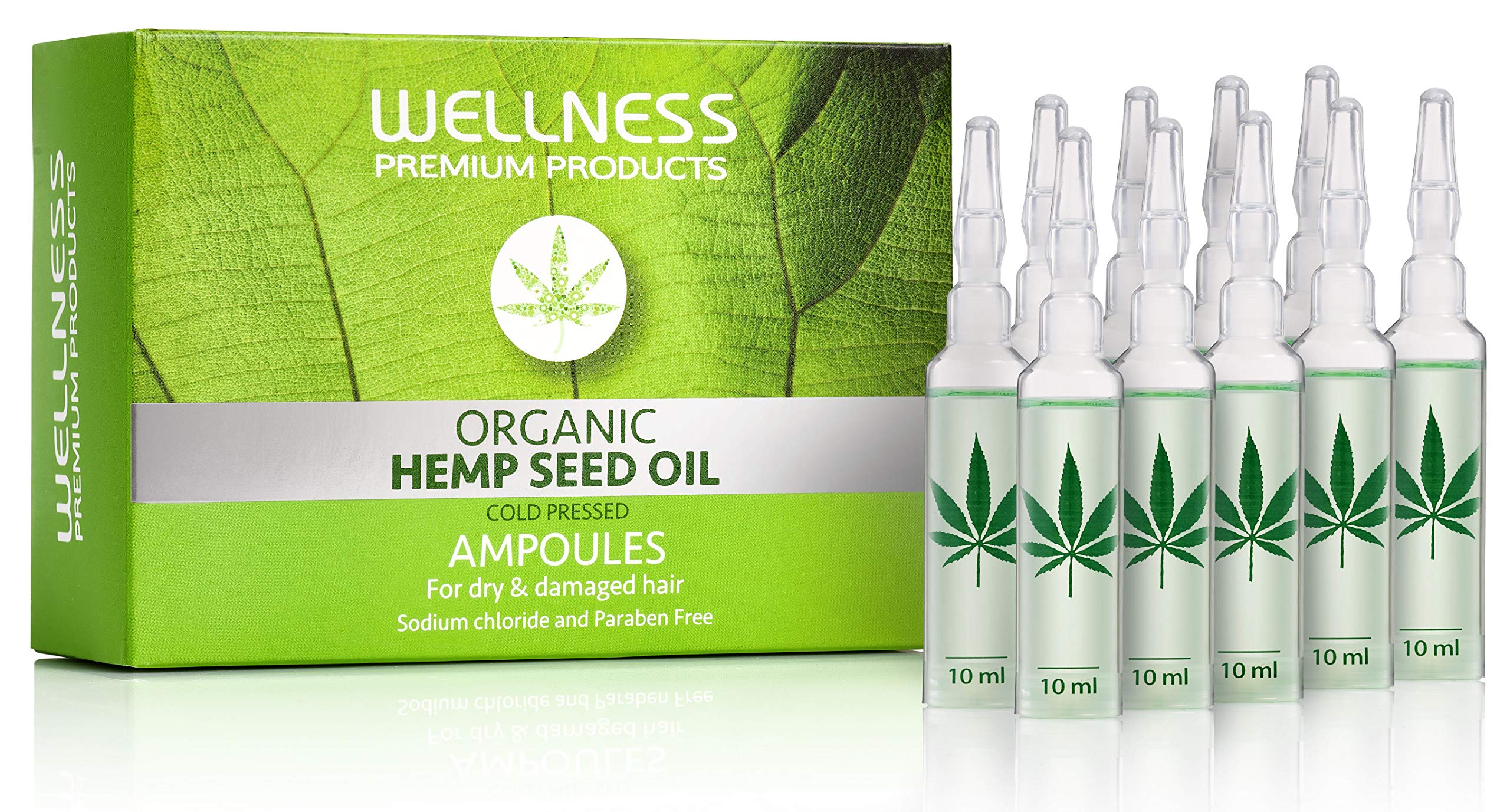 Premium Hemp Oil Hair Repair Ampoules for Dry & Damaged Hair - 10ml x 10 Pack | Deep Conditioning Treatment for Split Ends & Frizz | Perfect for Salon-Quality Hair Care at Home