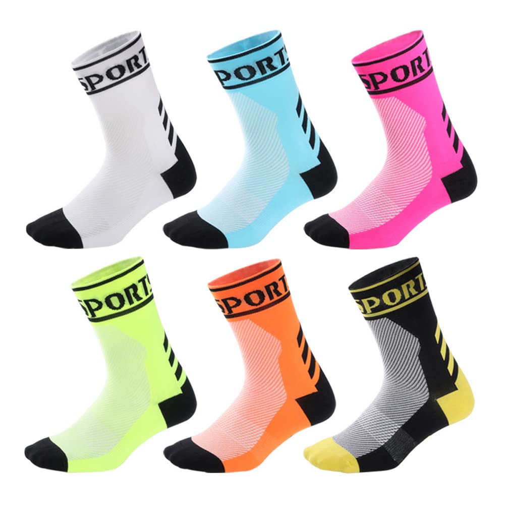 Cycling Socks for Men & Women - Breathable Bike Riding Socks for XC, MTB & BMX - Athletic Ankle Socks in Black, White, Pink, Blue & Green | Perfect for Road Cycling, Mountain Biking & Indoor Training