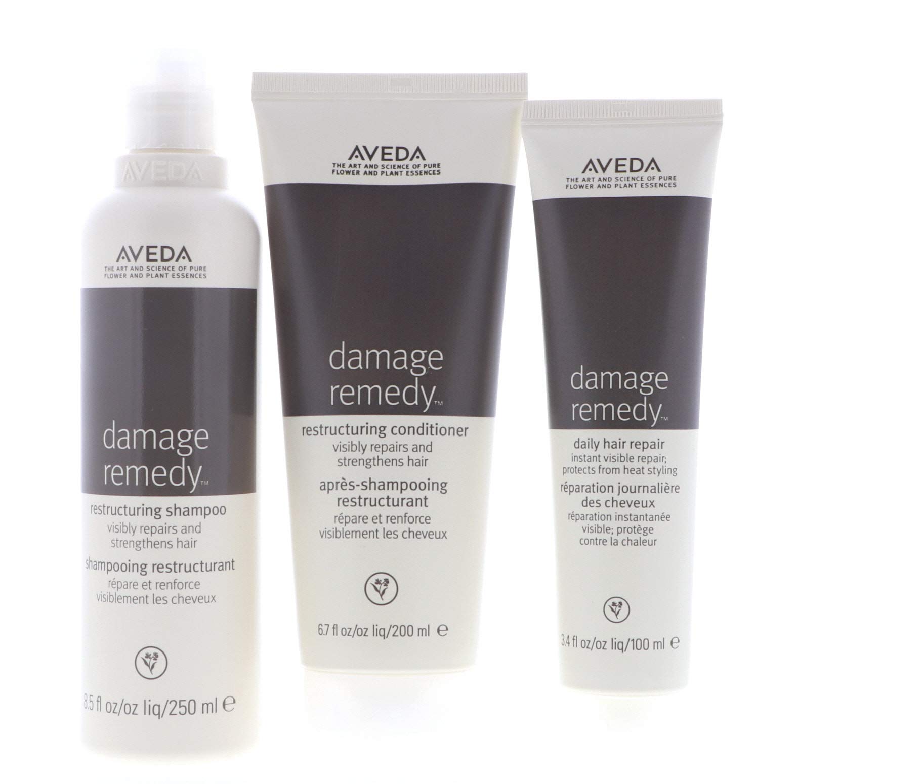 Aveda Damage Remedy Shampoo & Conditioner Set - 8.5 oz Shampoo, 6.7 oz Conditioner & 3.4 oz Daily Hair Repair | Repairing Damaged Hair for Dry, Frizzy & Color-Treated Hair | Perfect for Daily Use & Salon-Quality Results at Home