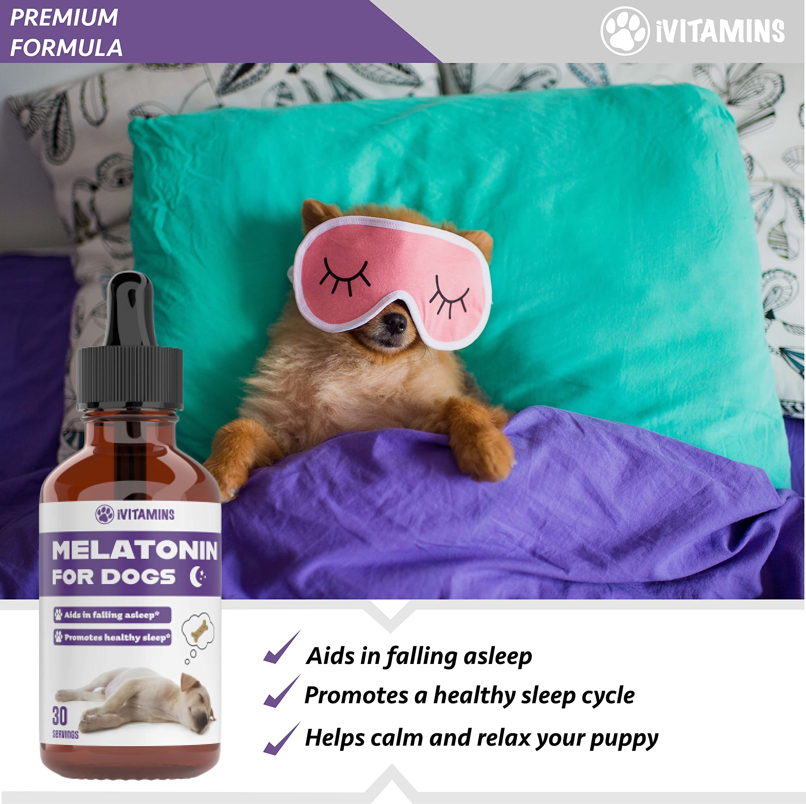 Natural Melatonin for Dogs - Calming Chews for Anxiety Relief & Better Sleep - Vet Recommended Dog Sleep Aid (2 Pack) - Perfect for Travel, Storms & Fireworks Stress