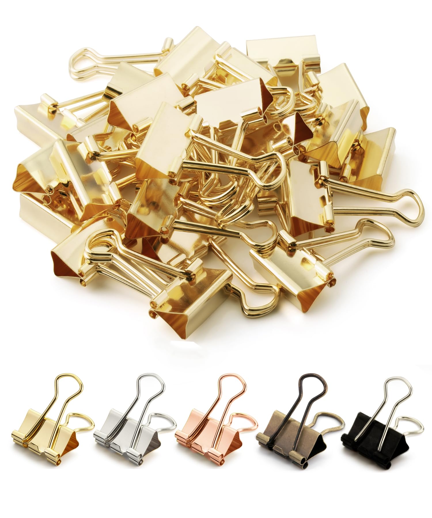 Mr. Pen Small Binder Clips 50-Pack, 0.75 Inch Gold Mini Paper Clips for Office Documents, School Projects, Crafting & Organizing - Micro Binder Clips for Files, Photos, Notes & Bulletin Boards