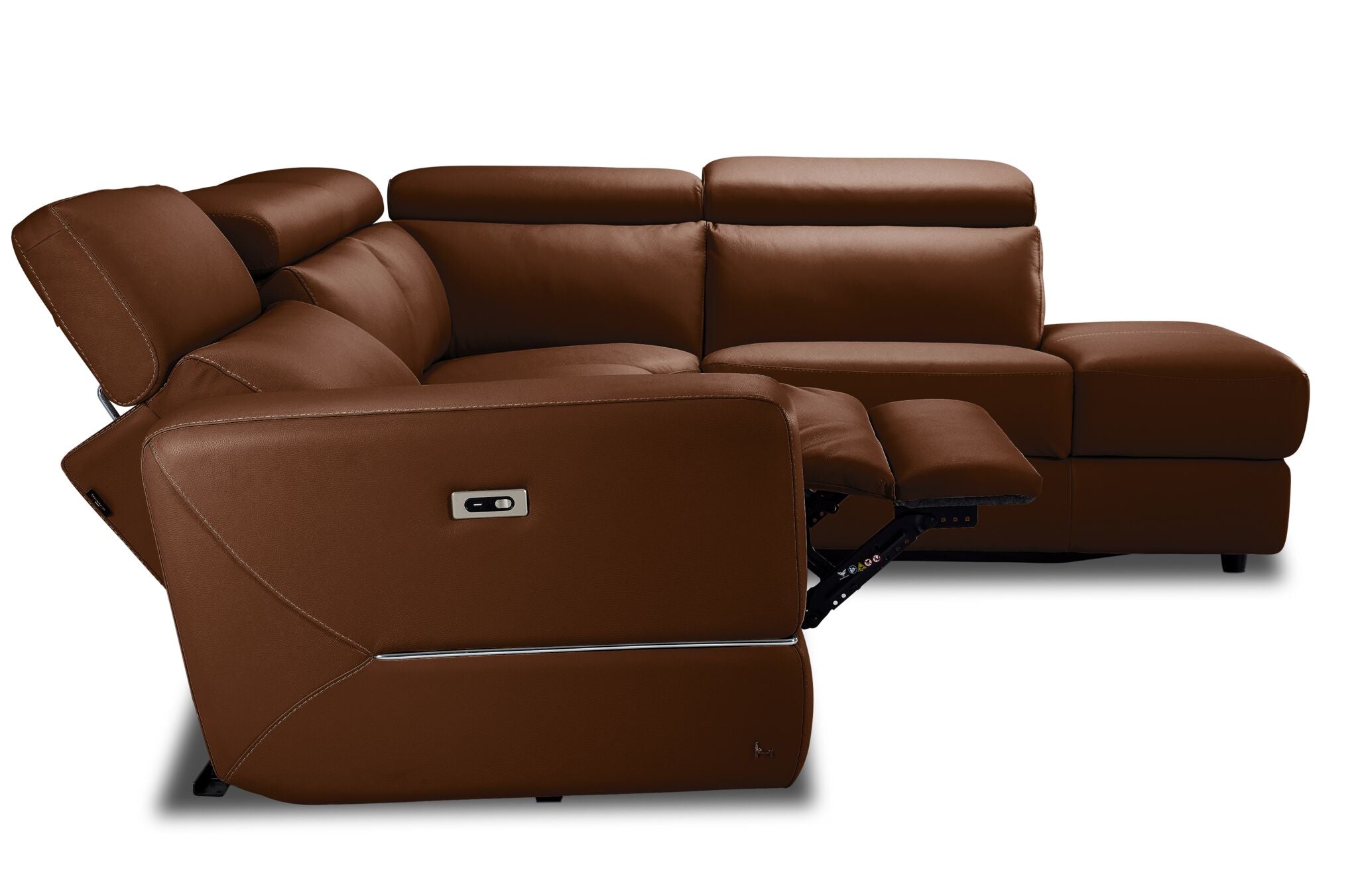 Bianca 3-Piece Power Reclining Sectional Sofa with Right Facing Chaise in Cognac Leather - Perfect for Living Room, Home Theater & Family Gatherings