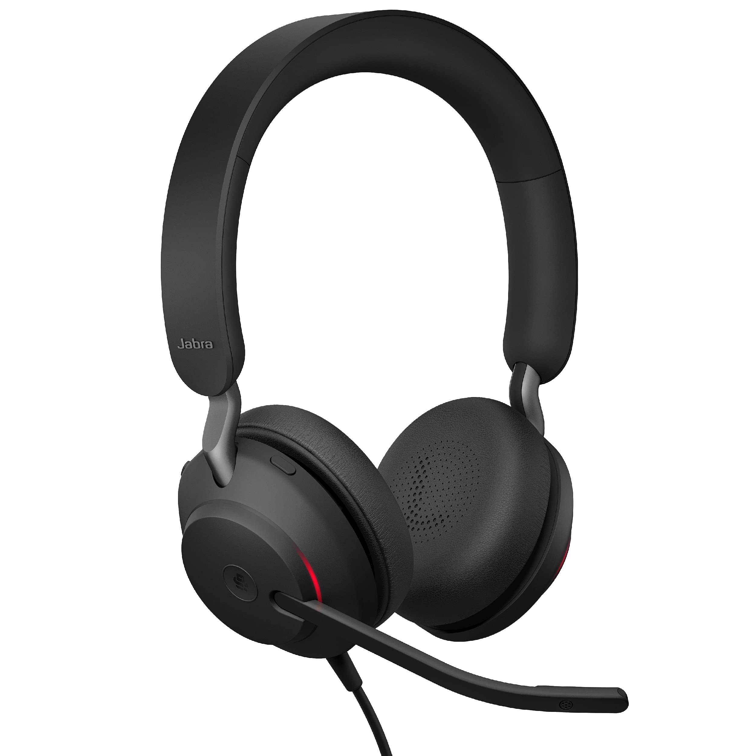 Jabra Evolve2 40 MS Wired Stereo Headphones - Black | USB-C Office Headset with Passive Noise Cancelling & All-Day Comfort | Perfect for Remote Work, Video Calls & Teleconferencing (Renewed)