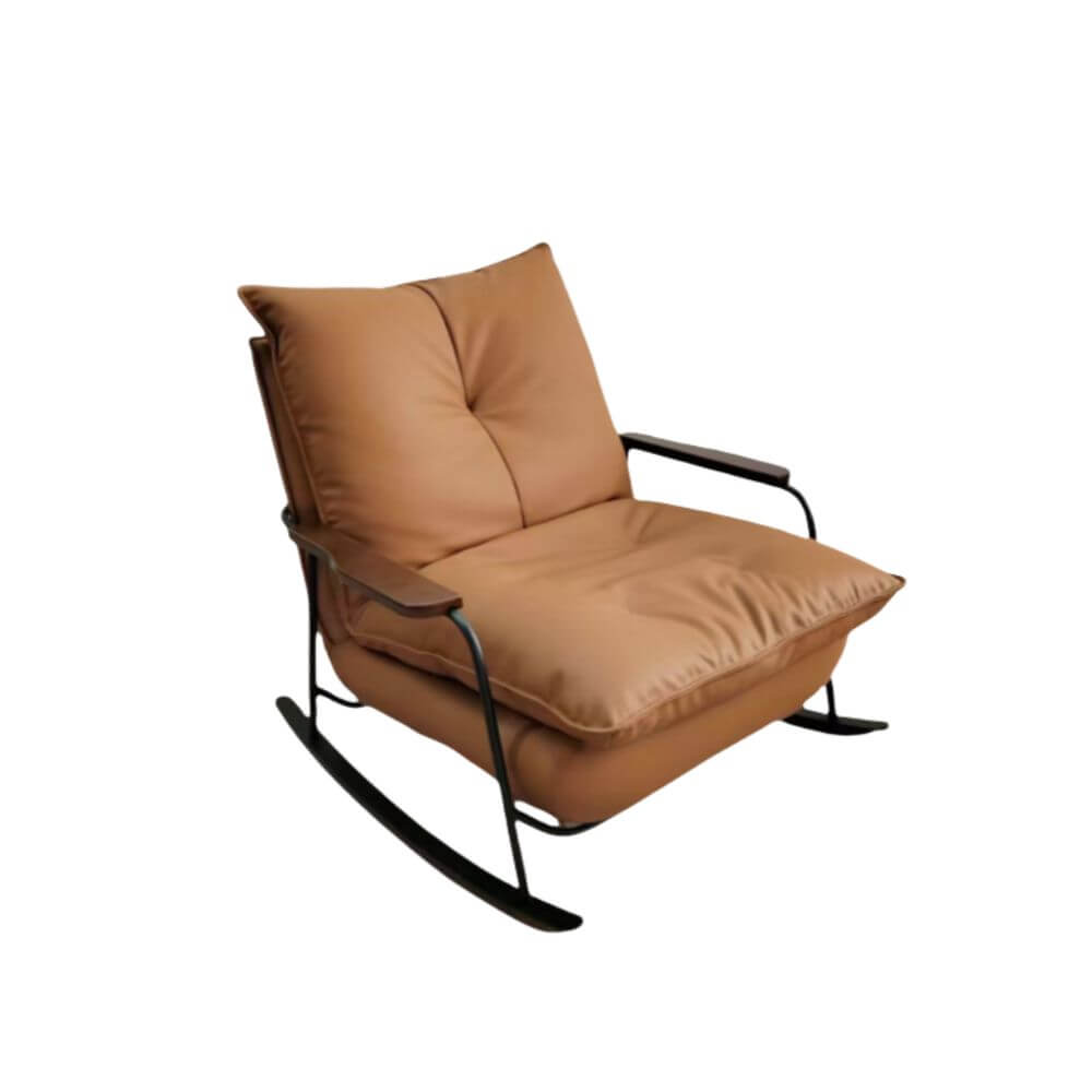 Premium Upholstered Rocking Chair with Padded Track Arms - Comfortable Nursery Glider for Breastfeeding & Living Room Relaxation