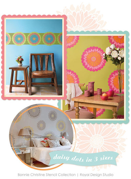 Daisy Dot Flower Wall Art Stencil Set - Reusable DIY Painting Templates for Home Decor, Nursery, and Craft Projects | Perfect for Walls, Furniture, and Fabric Painting