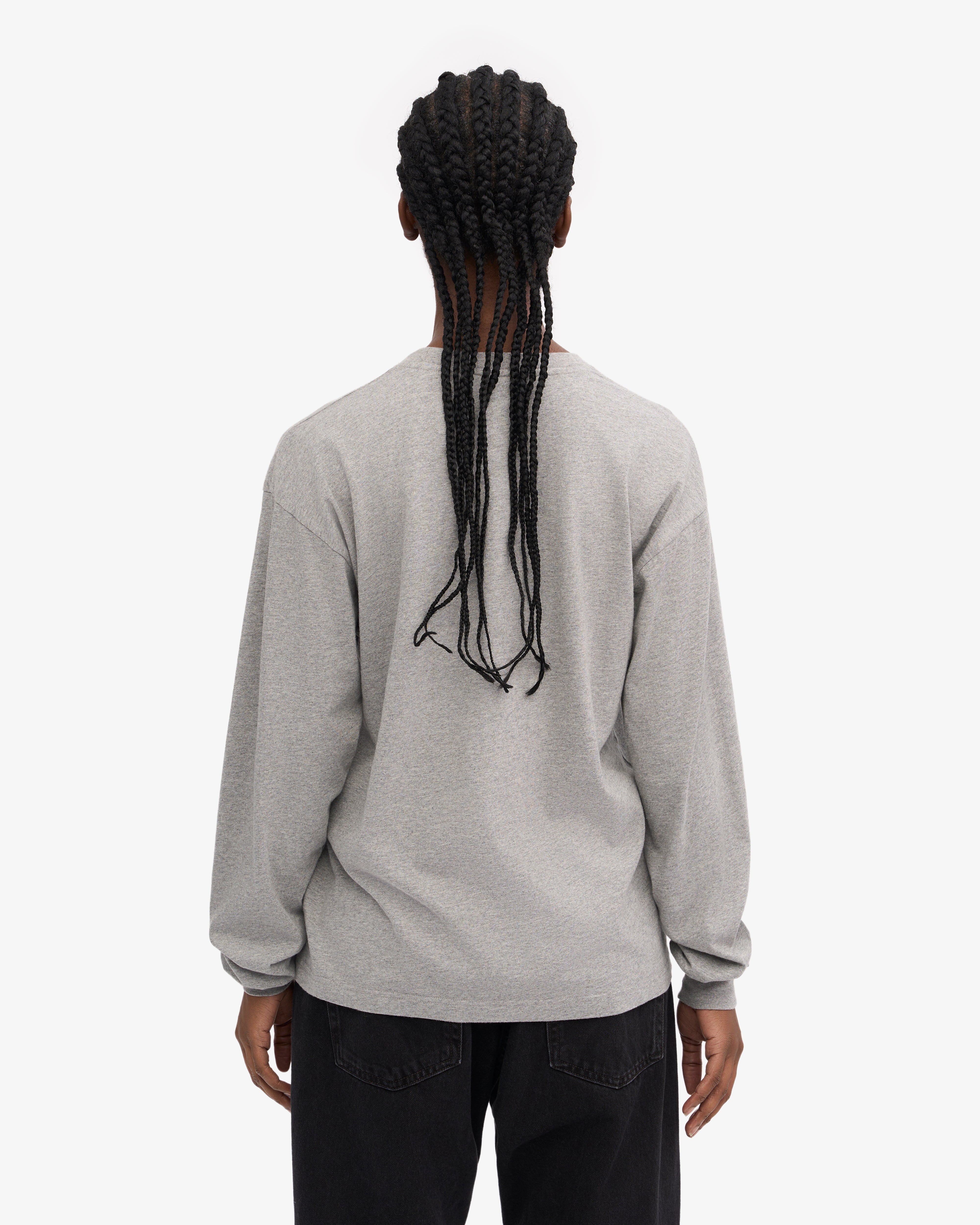 Oversized Organic Long Sleeve T-Shirt for Women - Soft Heather Grey Cotton Tee - Casual Loungewear & Streetwear Fashion
