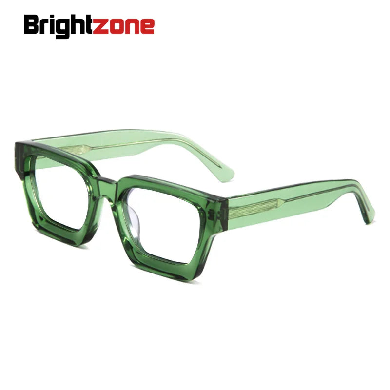 Brightzone Unisex Full Rim Square Thick Acetate Eyeglasses 5437 - Stylish & Durable Frames for Men & Women - Perfect for Reading, Work & Fashion Accessories
