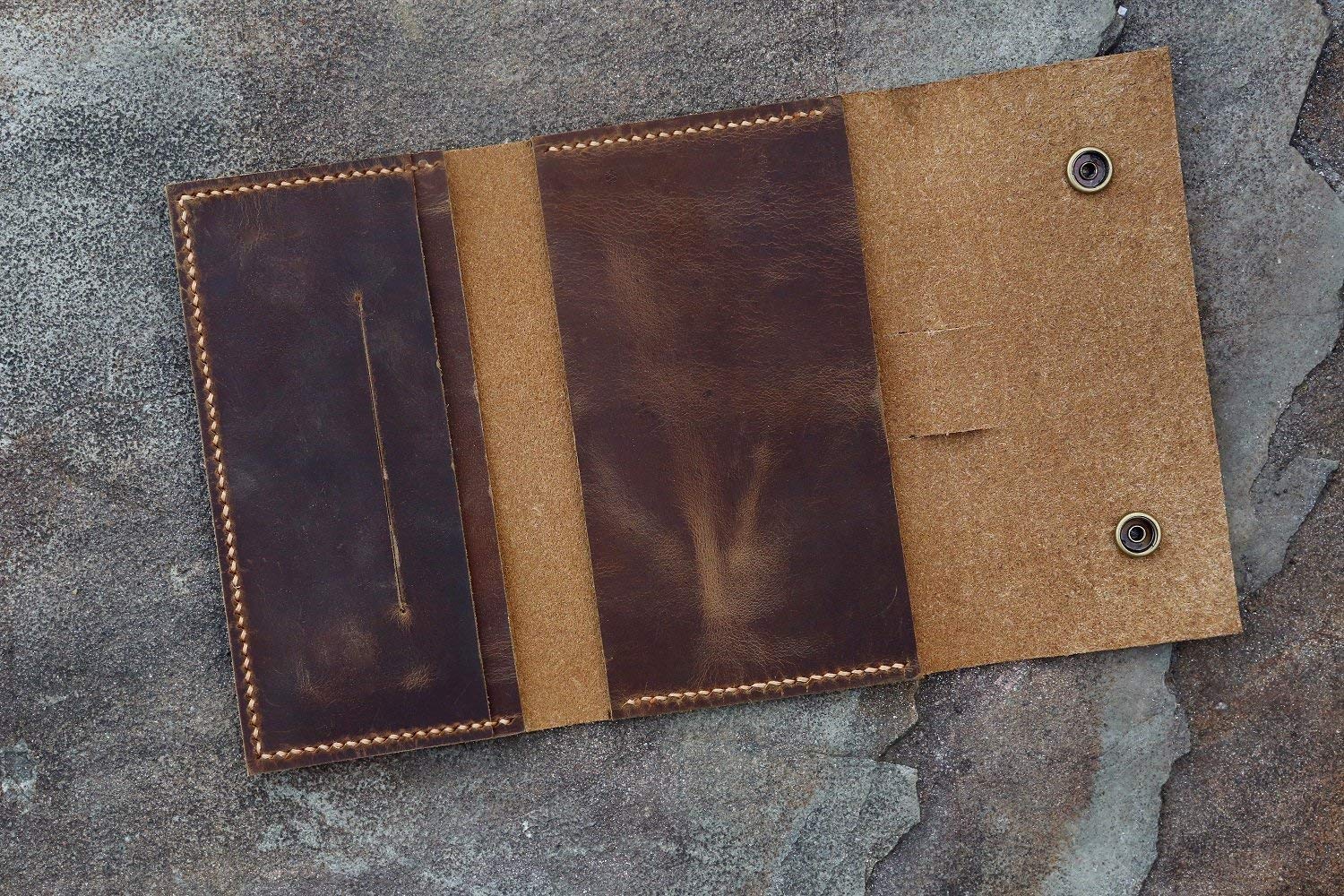 Premium Leather Travel Journal Wallet - Pocket Size Notebook Cover for Field Notes, Passport & Cash | Perfect for Travelers, Writers & Outdoor Adventures