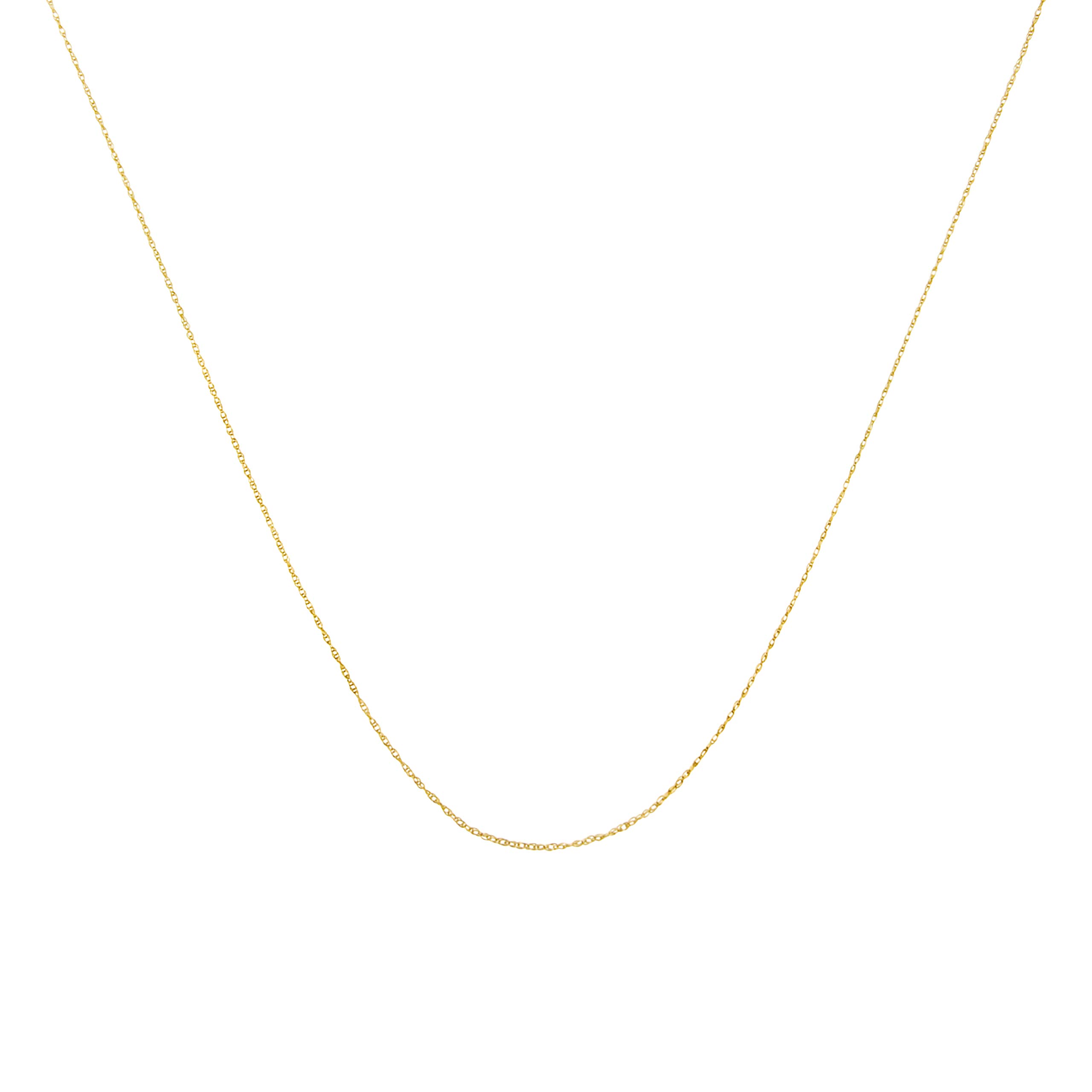 10K Solid Yellow Gold Dainty Rope Chain Necklace - 0.5mm Slim Unisex Cable Chain (16 Inches) for Everyday Wear, Layering & Gift Giving