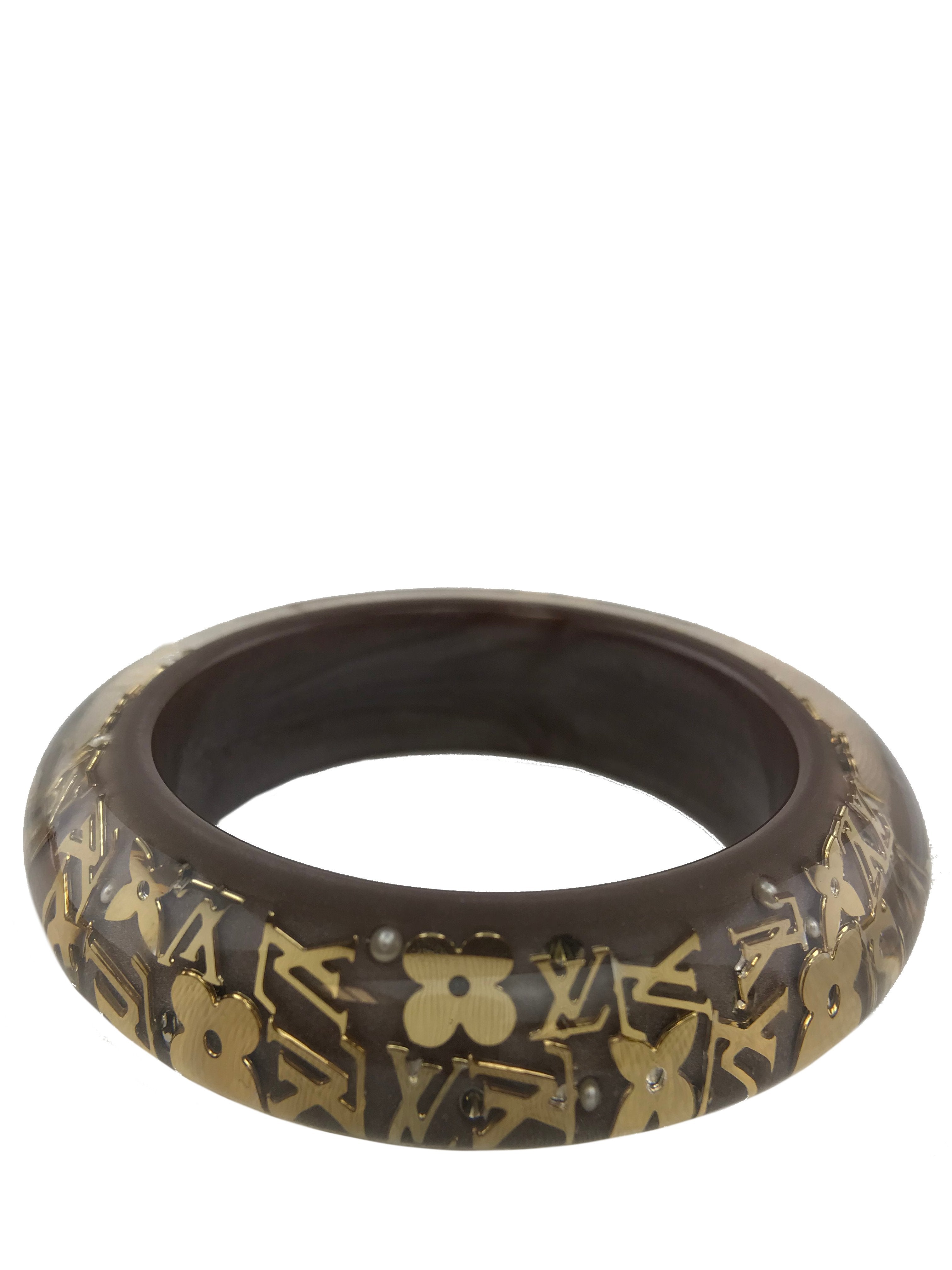 Authentic Louis Vuitton Monogram Lucite Inclusion Bracelet GM - Luxury Designer Crystal Accent Bangle for Women - Perfect for Parties, Weddings & Special Occasions