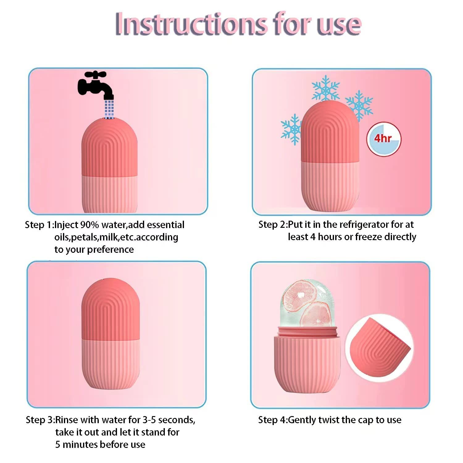 Dweezhet Ice Roller for Face Massager | Cooling Facial Roller for Glowing Skin | Pink Skincare Ice Cube Roller for Puffiness & Dark Circles - Perfect for Morning Routine & Post-Workout Recovery