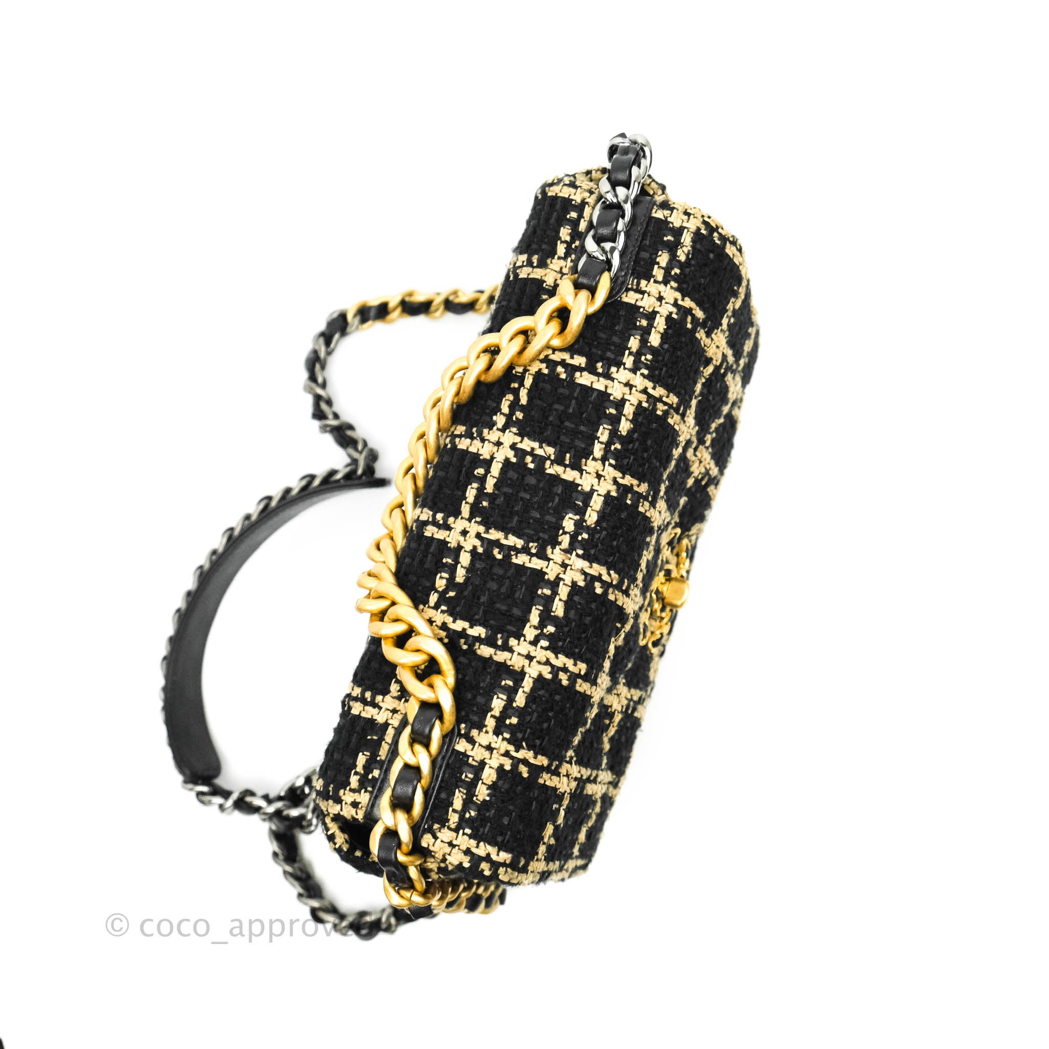 Chanel 19 Small Flap Bag - Black & Beige Tweed with Mixed Hardware | Luxury Designer Handbag for Women | Perfect for Work, Evening Events & Special Occasions