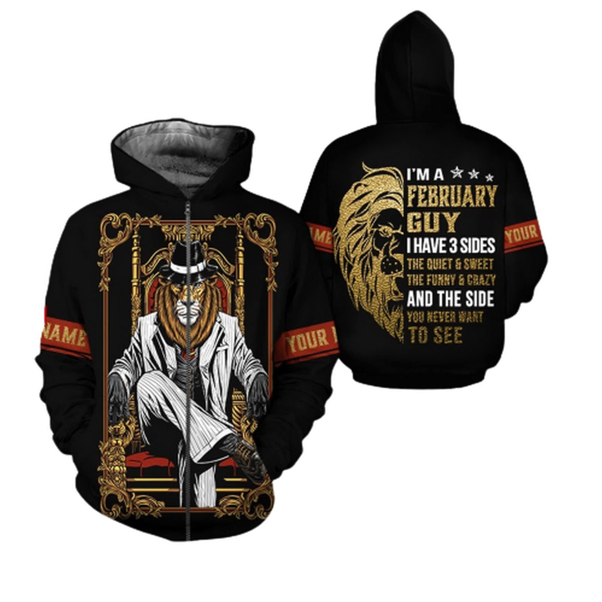 Custom 3D Printed February Guy Hoodie - Unisex Pullover & Zip-Up Sweatshirt with Front Pocket | Christmas & Birthday Gift for Men & Women | Perfect for Winter Wear, Casual Outfits & Holiday Gifting