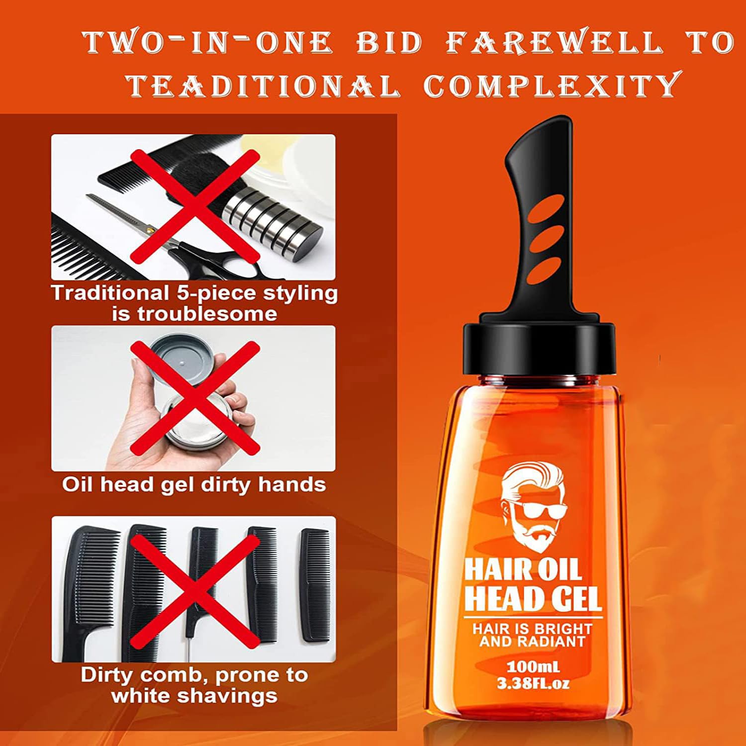 Men's Hair Styling Gel & Wax 2-in-1 - 100ml Long Lasting Moisturizing Grooming Gel with 4 Styling Combs - Perfect for Daily Hairstyling & Professional Looks