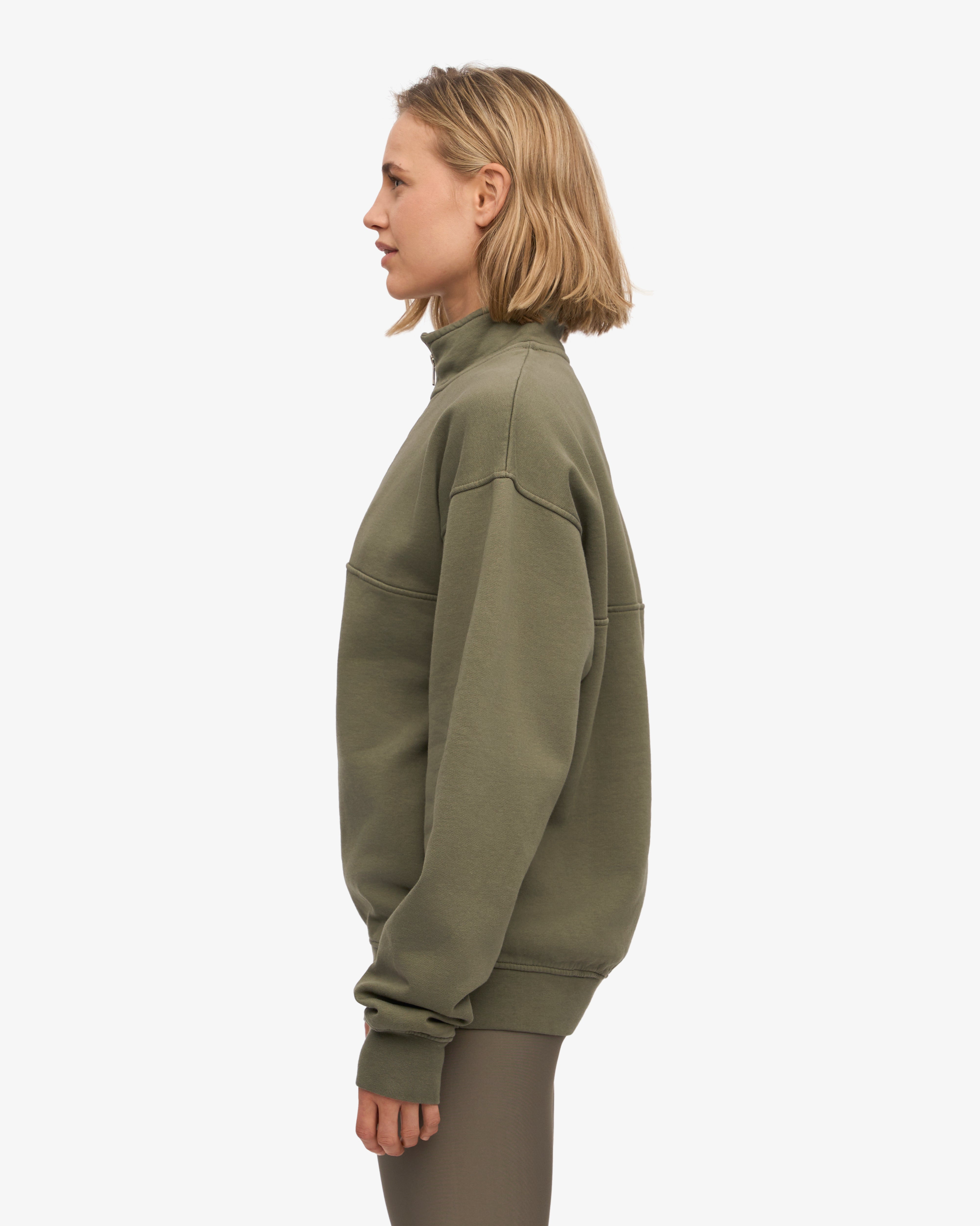 Organic Quarter Zip Sweatshirt for Men - Soft & Comfortable Dusty Olive Pullover - Perfect for Casual Wear, Outdoor Activities & Layering