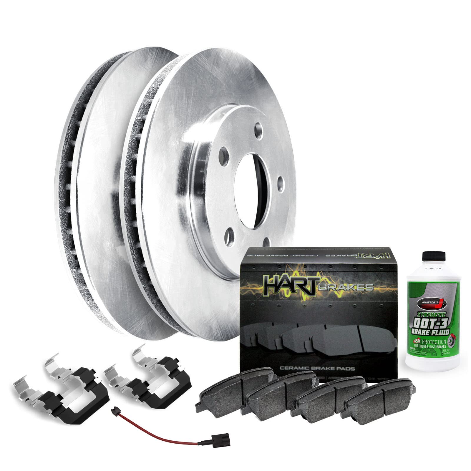 Hart RBB1.31107.52 Rear Brake Pads and Rotors Kit - Semi-Metallic Brake Pads with Hardware & Sensor | Compatible with [Vehicle Models] | Perfect for Daily Commuting, Highway Driving & Heavy Loads