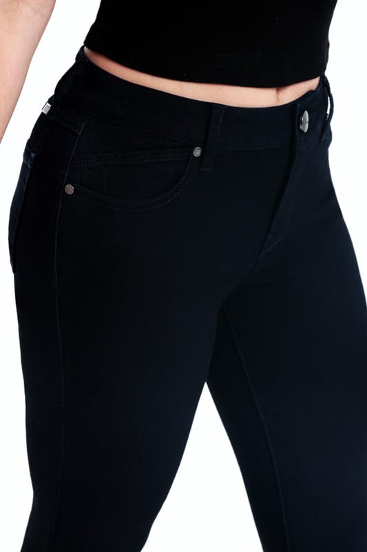 1822 Denim Petite Butter Soft Mid-Rise Ankle Skinny Jeans for Women - Midnight Blue Rinse | Comfortable Stretch Denim Pants for Casual Wear & Office Outfits