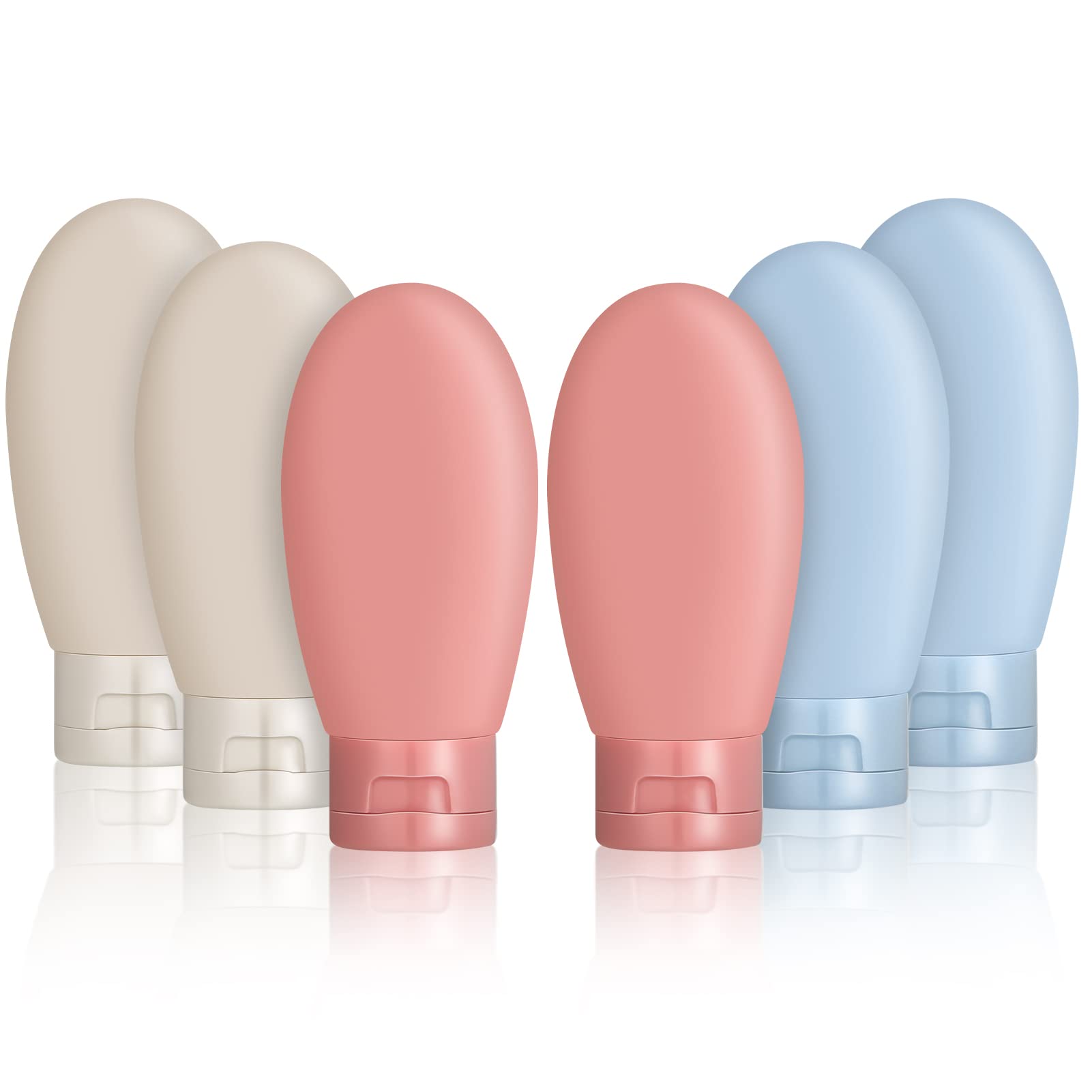 DesertCreations 6-Piece Travel Bottles Set - Leak Proof & Refillable Squeezable Containers for Toiletries, Shampoo, Soap & Body Wash (60ml) - Perfect for Air Travel, Camping & Gym Essentials