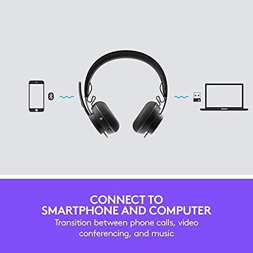 Logitech Zone Wireless Bluetooth Headset - Microsoft Teams Certified (Renewed) - Noise Cancelling Headphones for Office, Remote Work & Video Conferencing