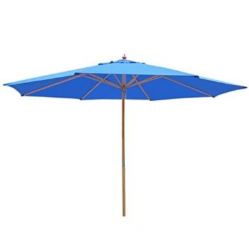 13ft Outdoor Patio Umbrella with Crank Lift - Heavy Duty Market Umbrella for Poolside, Garden, Deck & Backyard - Waterproof & UV Resistant Blue Canopy - Perfect for Outdoor Dining, Lounging & Shade