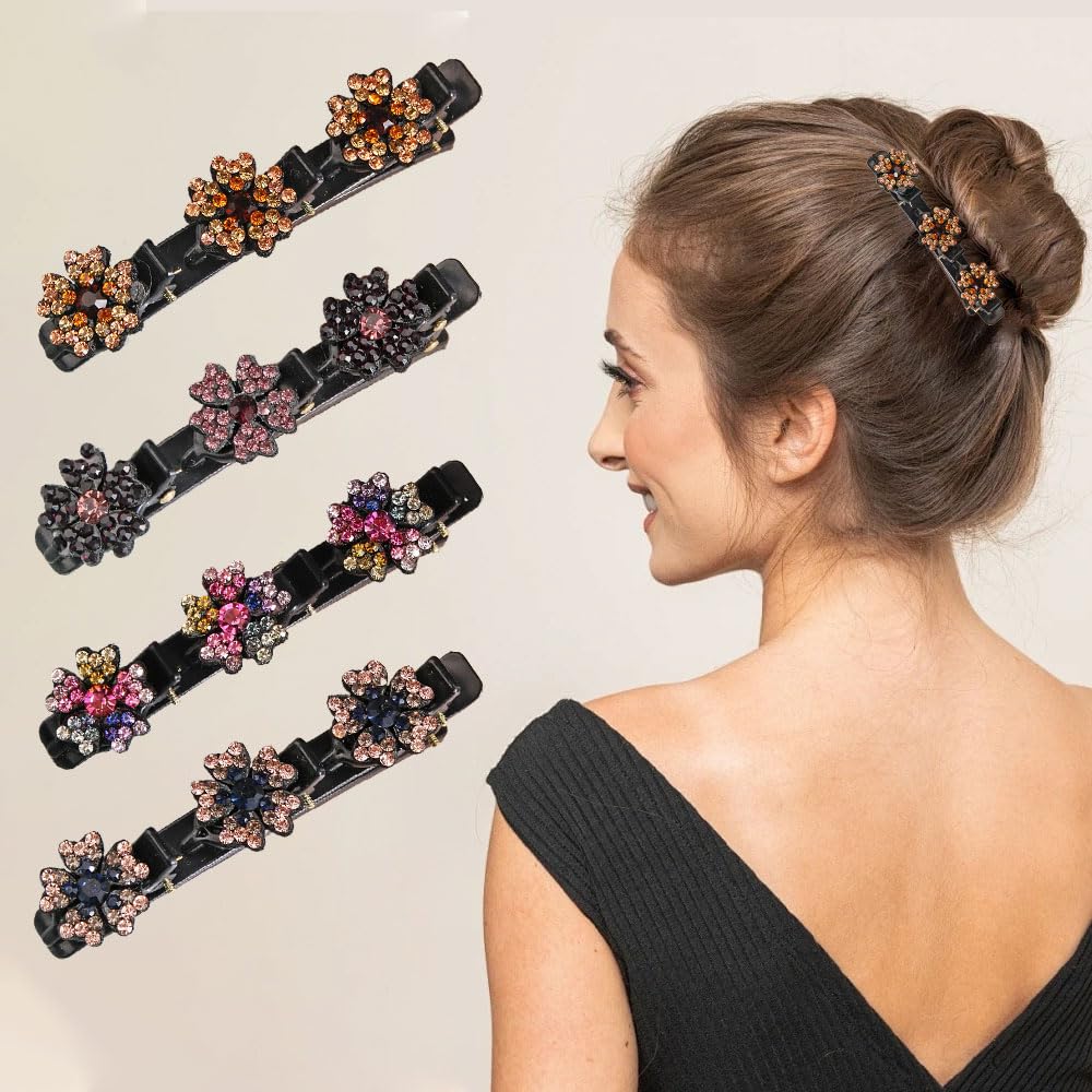 Sparkling Crystal Hair Clips for Women & Girls - Flower Design for Parties & Weddings