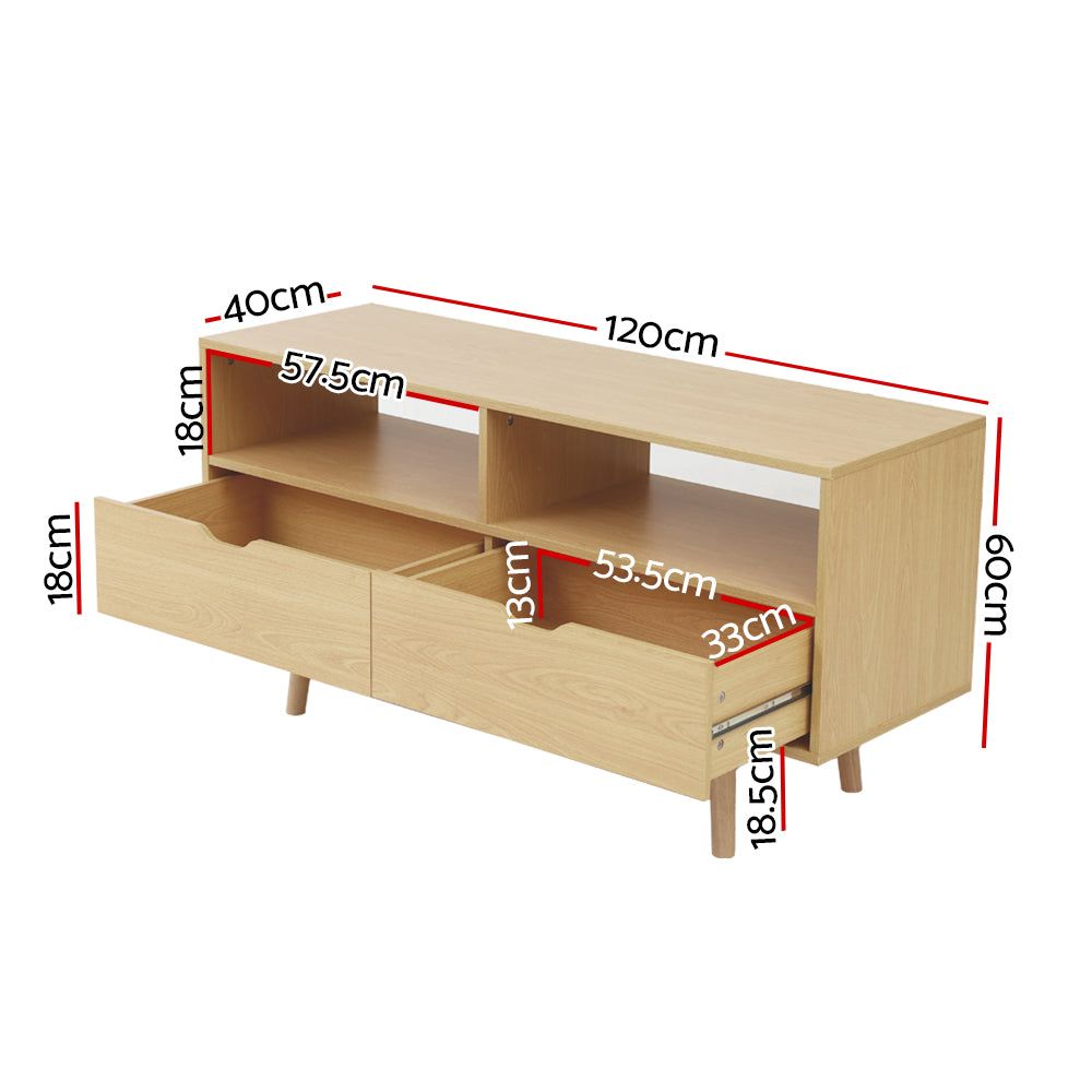Artiss 120cm Pine TV Stand with Storage - Modern Entertainment Center for Living Room, Bedroom & Home Theater