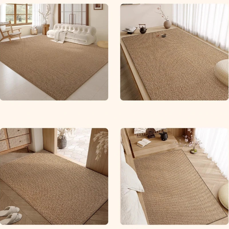 Elianna Faux Linen Minimalist Pet-Friendly Area Rug - Soft Non-Slip Living Room Carpet for Bedroom, Nursery & Home Decor
